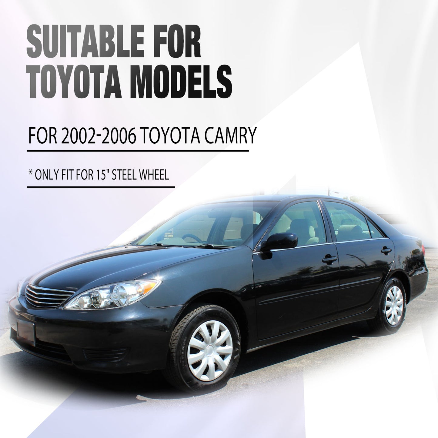 15 Inch Wheel Hubcaps for 2002-2006 Toyota Camry - Matte Black