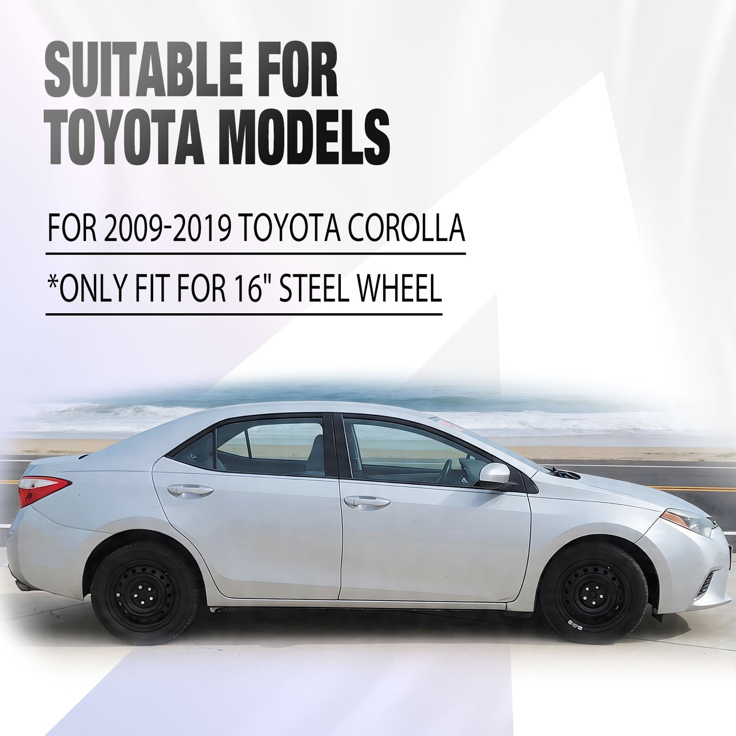 16 Inch Wheel Hubcaps for 2009-2019 TOYOTA Corolla and 2009-2014 TOYOTA Matrix  - Black Lacquer