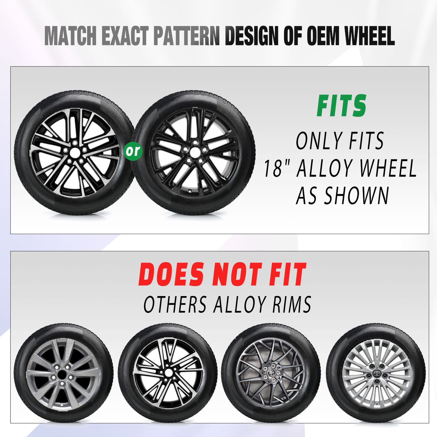18 Inch Wheel Skins for 2025-2026 Toyota Camry Hybrid SE/XLE model - Black Lacquer