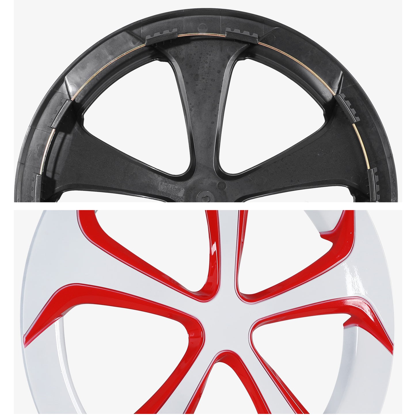 15 Inch Wheel Hubcaps for 2010-2015 TOYOTA Prius - White Lacquer & Red Lacquer