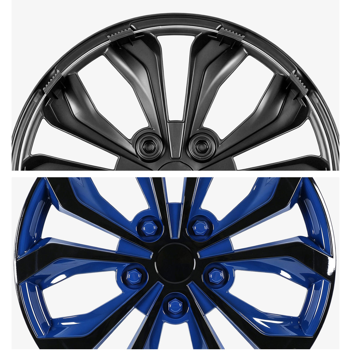 16 Inch Universal Hubcaps for Steel Wheel Rims Cover - Black Lacquer & Blue Lacquer