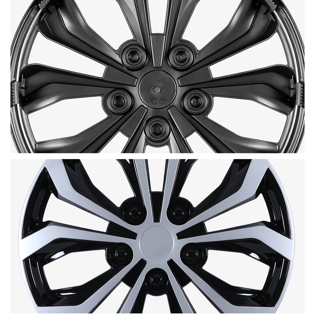 17 Inch Universal Hubcaps for Steel Wheel Rims Cover - Black Lacquer & Silver Lacquer