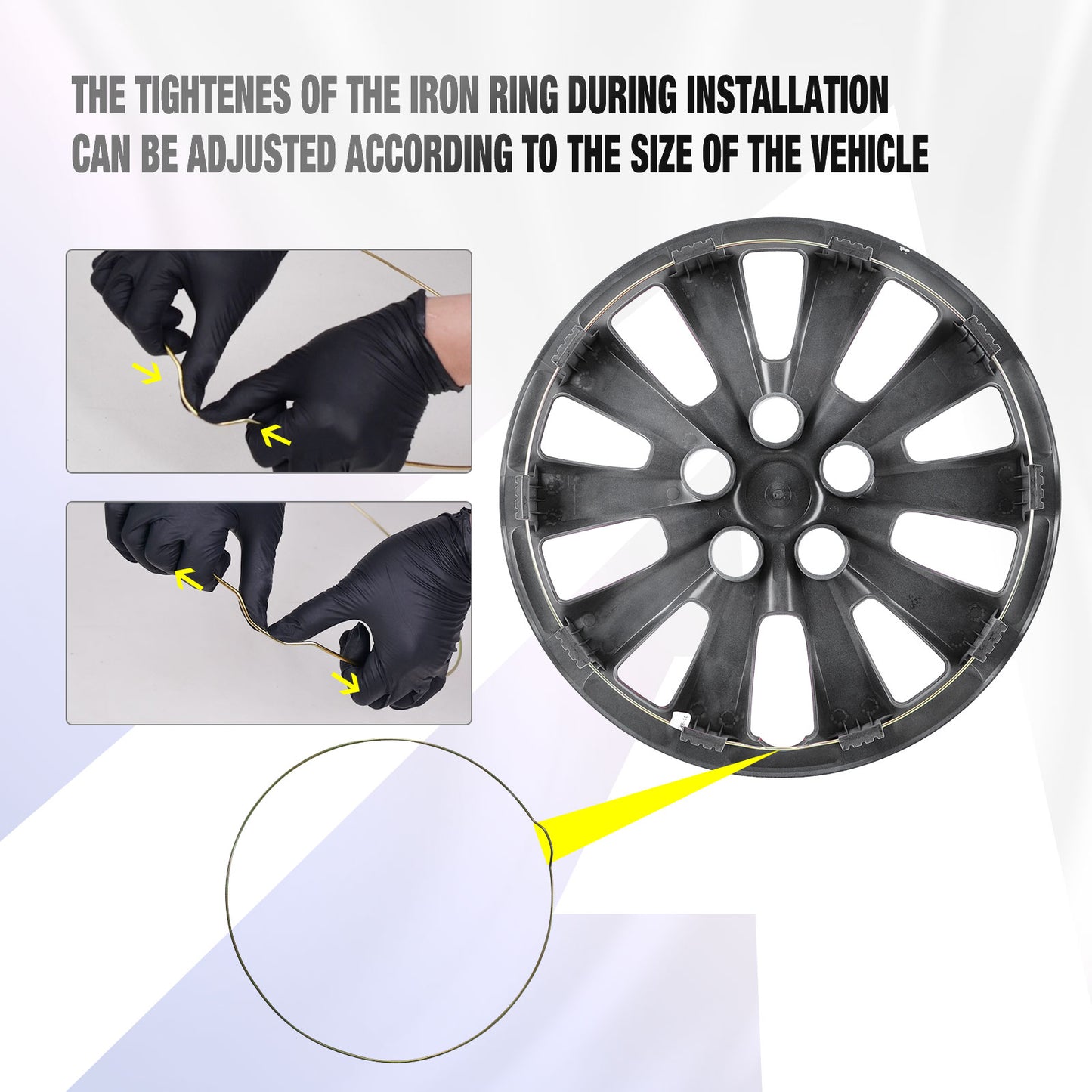16 Inch Wheel Hubcaps for 2011-2017 Nissan Leaf/ 2013-2019 Nissan Sentra - Black Lacquer & White Lacquer