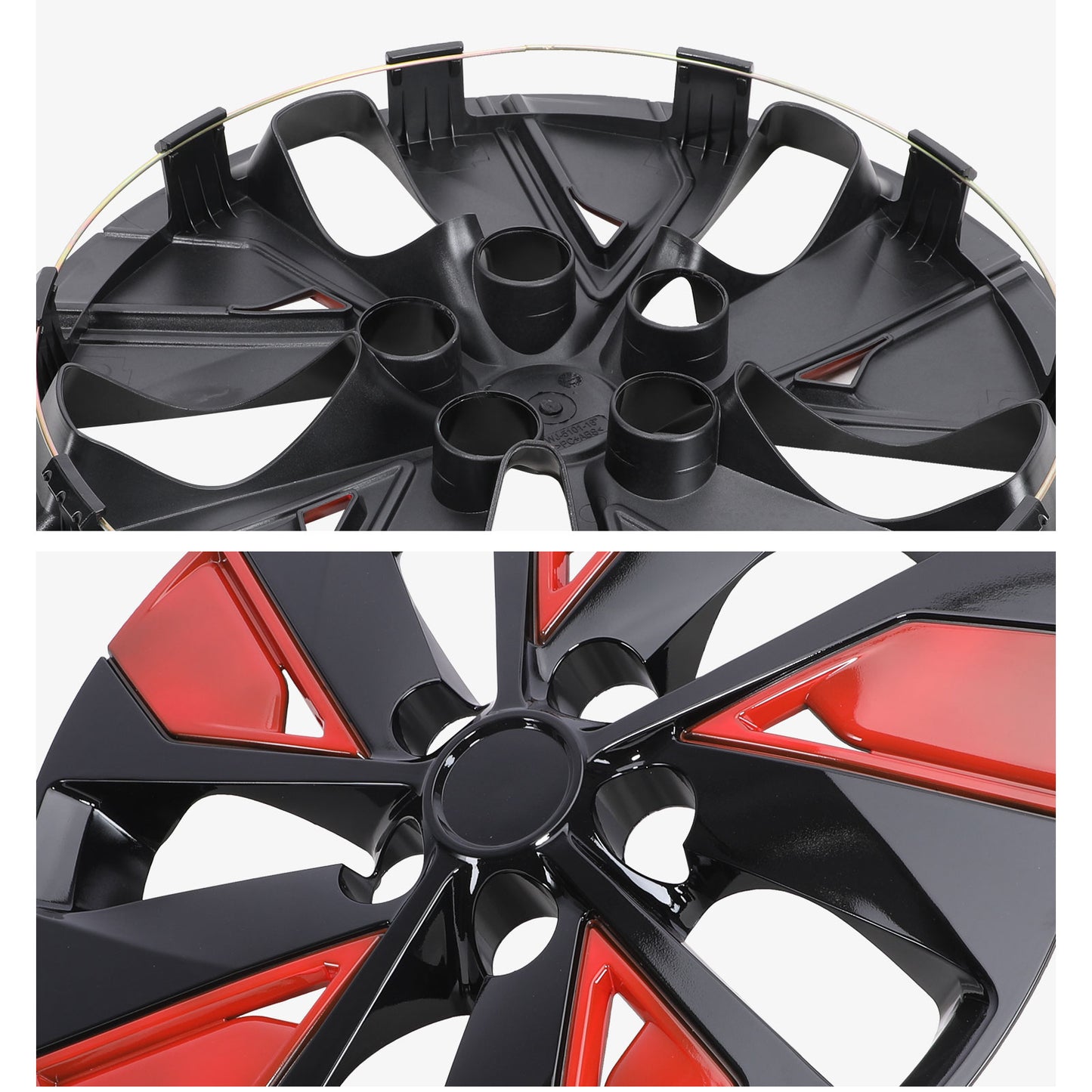 16 Inch Wheel Hubcaps for 2019-2025 Nissan Altima - Black Lacquer & Red Lacquer