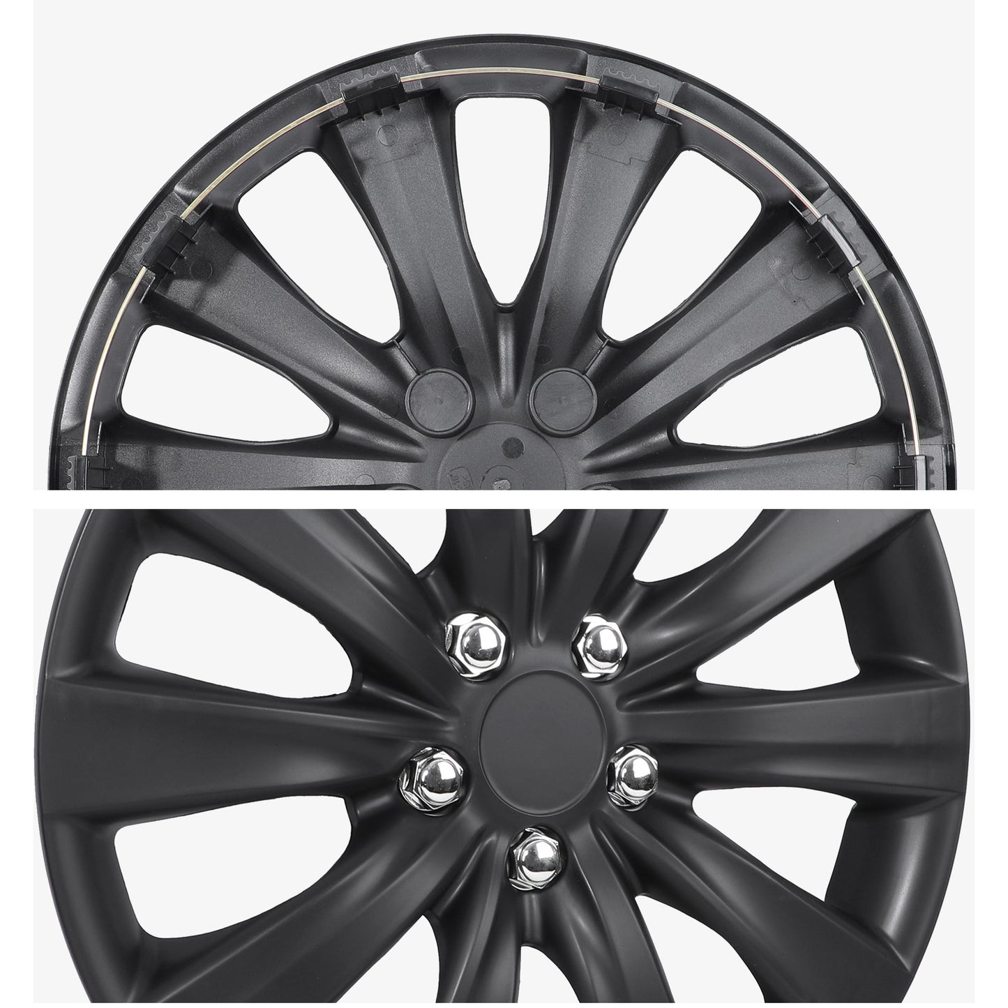 16 Inch Wheel Hubcaps for 2009-2026 TOYOTA Corolla and 2009-2014 TOYOTA Matrix w/decorative screws - Matte Black