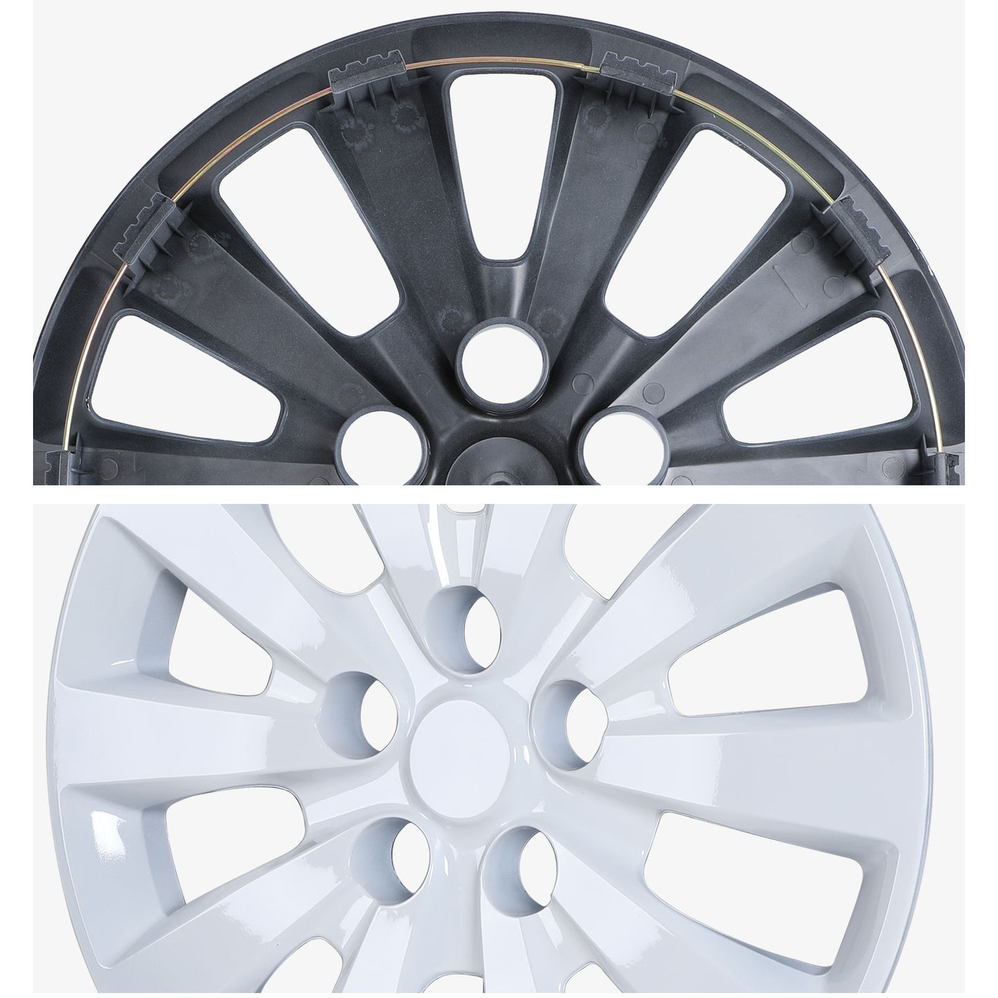 16 Inch Wheel Hubcaps for 2011-2017 Nissan Leaf/ 2013-2019 Nissan Sentra - White Lacquer