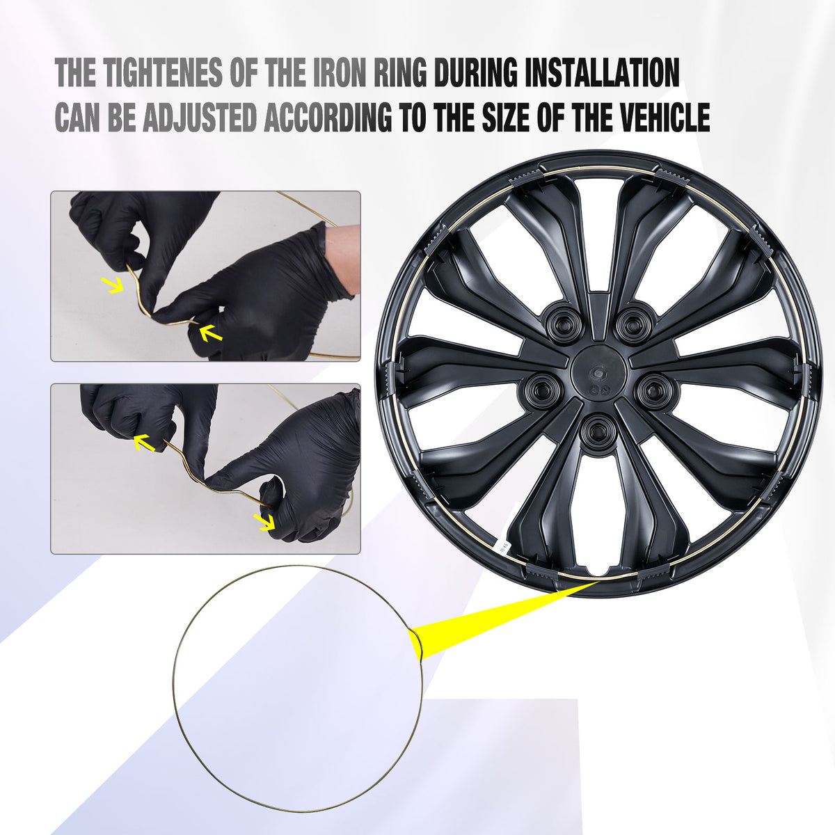 15 Inch Universal Hubcaps for Steel Wheel Rims Cover - Black Lacquer & Blue Lacquer