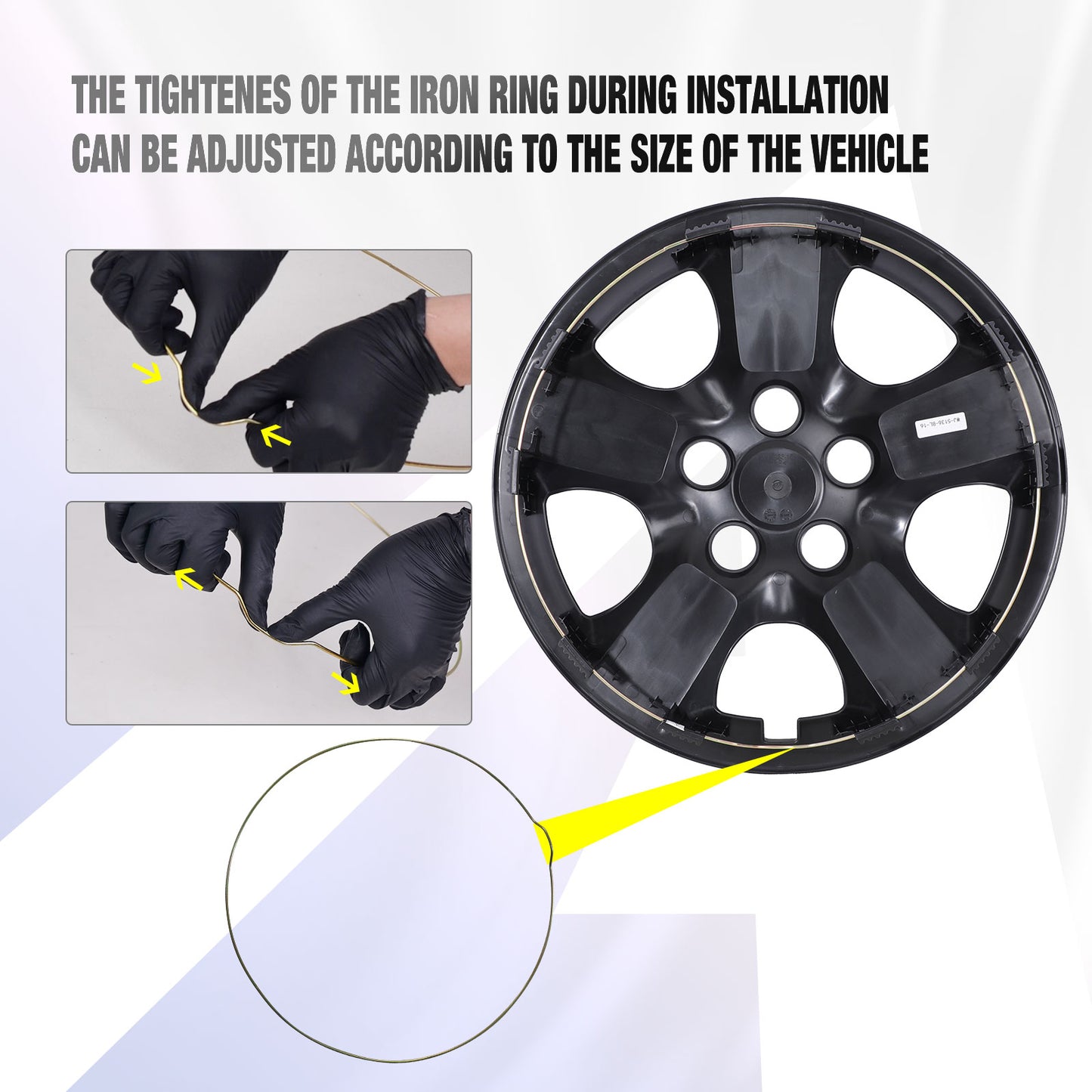 16 Inch Wheel Hubcaps for 2008-2015 Nissan Rogue - Black Lacquer
