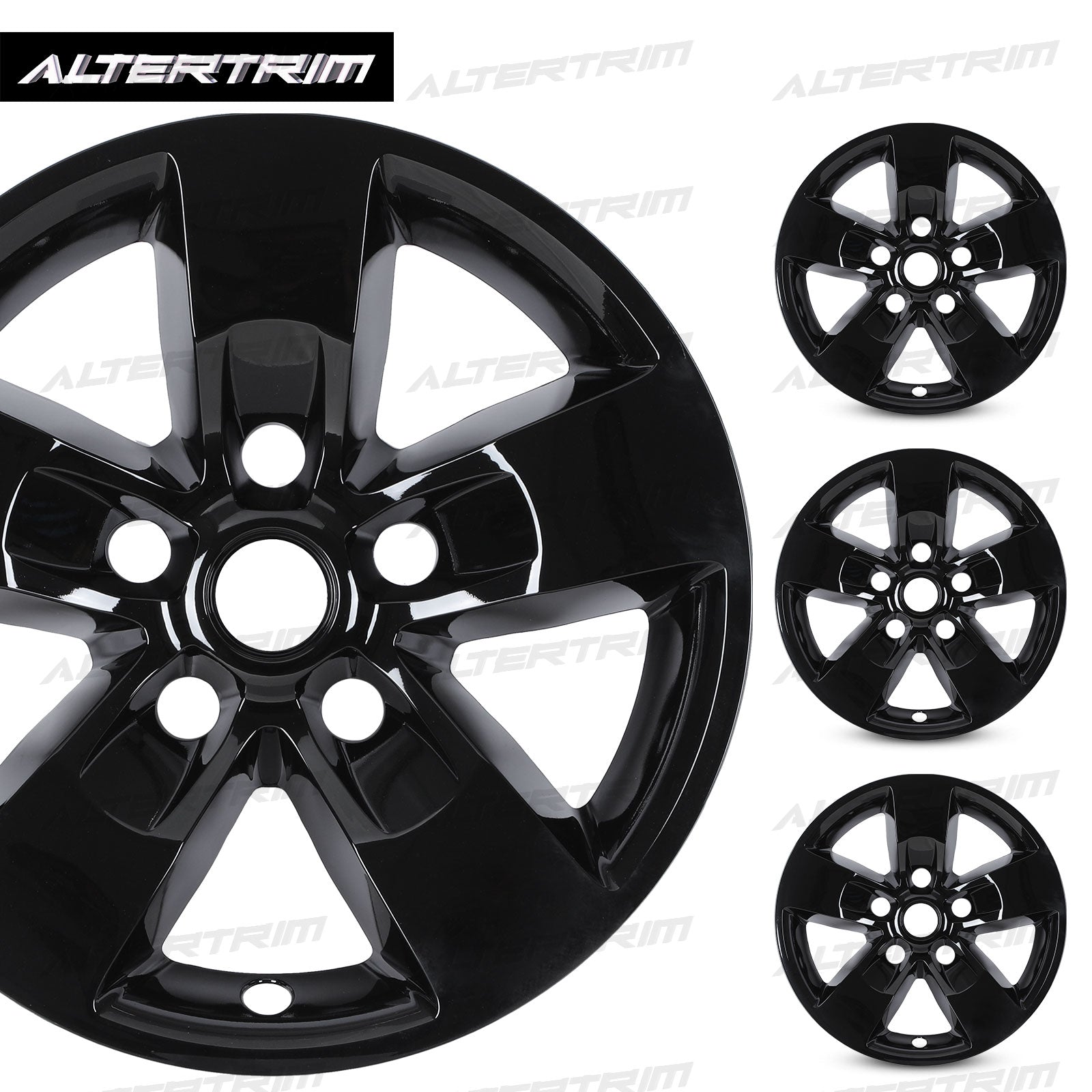 17 Inch Wheel Skins for 2013-2018 Dodge Ram 1500 & 2019-2023 Ram 1500 Classic - Black Lacquer