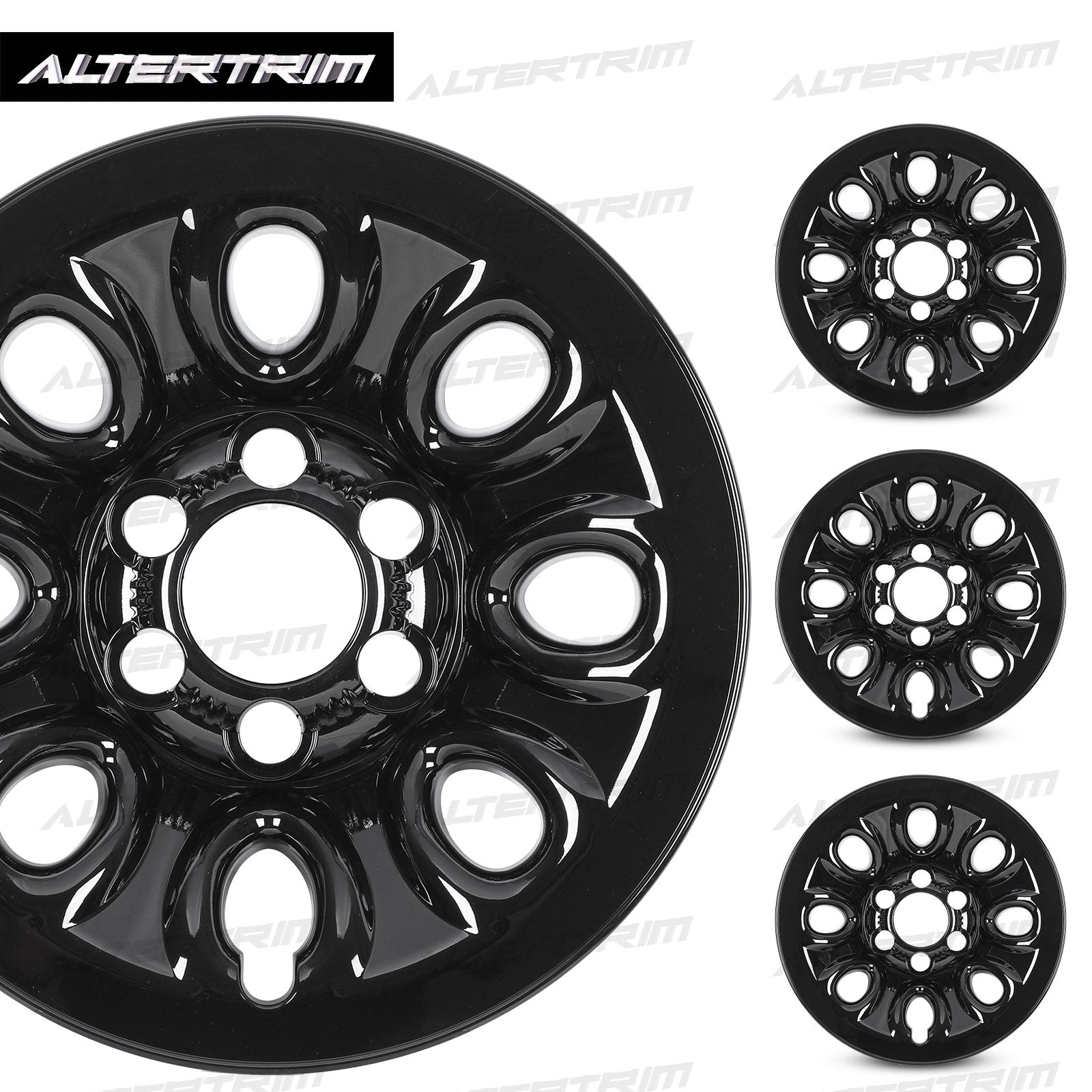17 Inch Wheel Skins for 05-13 Chevy Silverado GMC Sierra 1500 - Black Lacquer