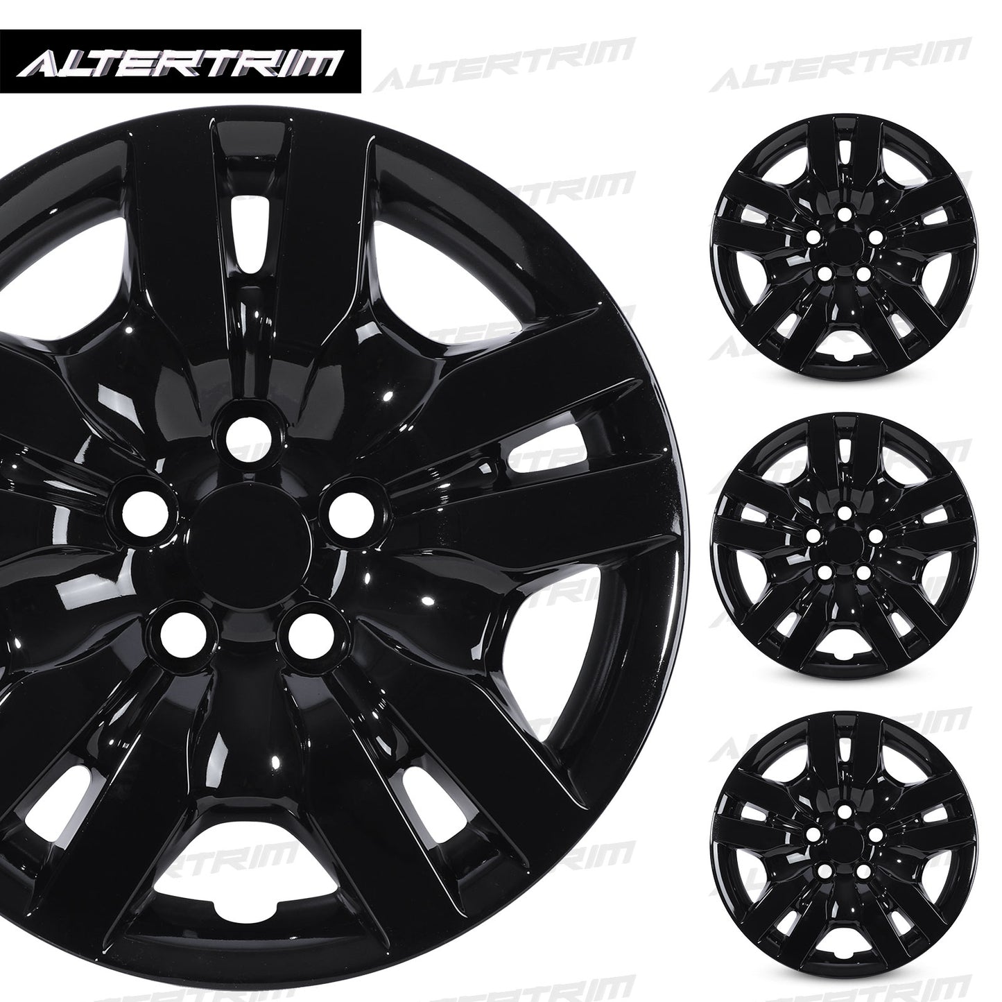 16 Inch Wheel Hubcaps for 2007-2012 Nissan Altima Sedan/2008-2009 Nissan Altima Coupe - Black Lacquer