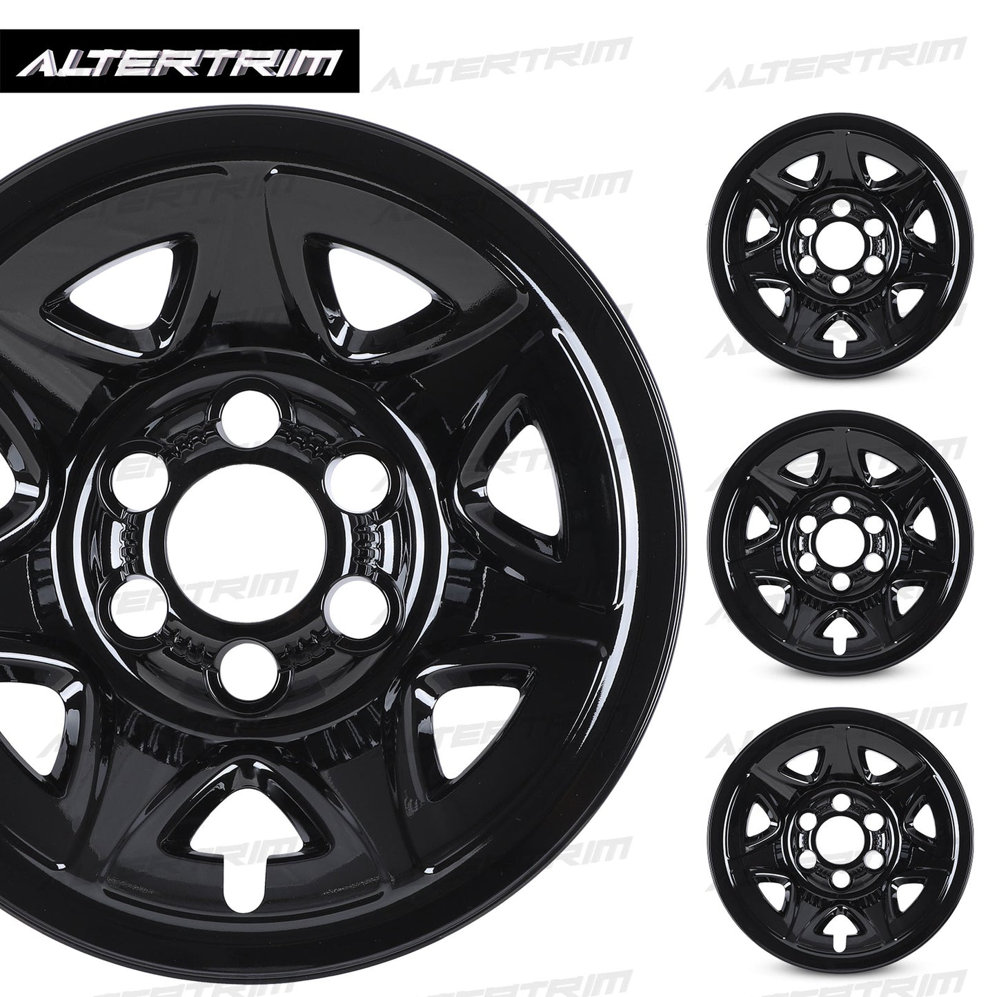 17 Inch Wheel Skins for 14-19 Chevy Silverado GMC Sierra 1500 - Black Lacquer