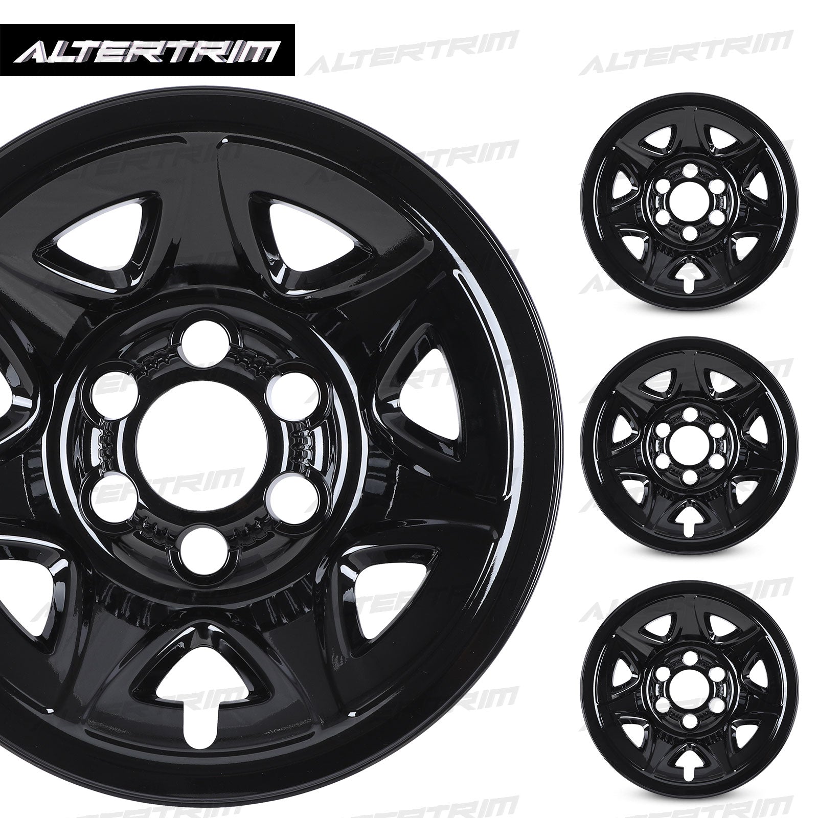 17 Inch Wheel Skins for 14-19 Chevy Silverado GMC Sierra 1500 - Black Lacquer