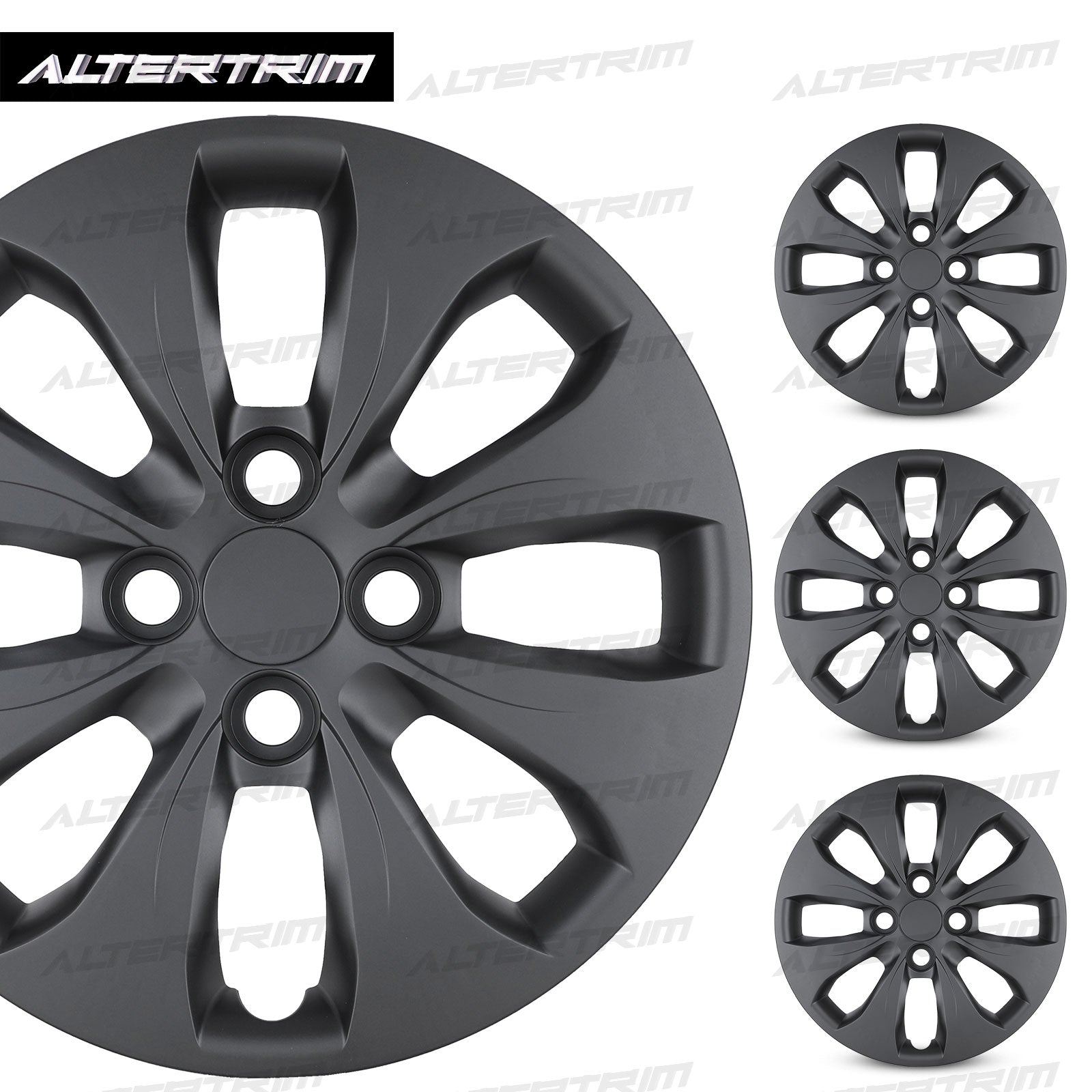 14 Inch Wheel Hubcaps for 2012-2017 Hyundai Accent Hatchback/Sedan - Matte Black