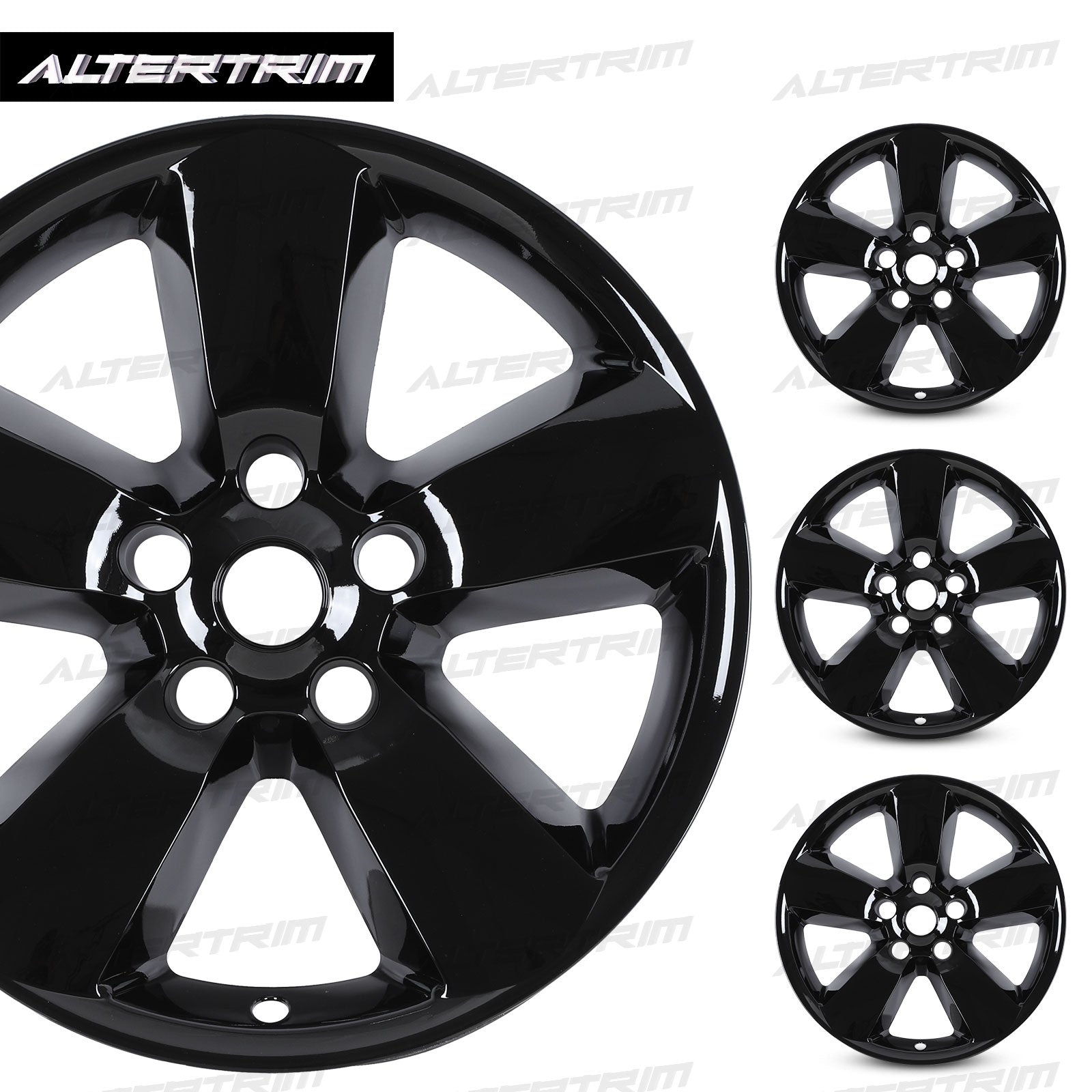 20 Inch Wheel Skins for 2013-2018 Dodge Ram 1500 & 2019-2023 Ram 1500 Classic - Black Lacquer