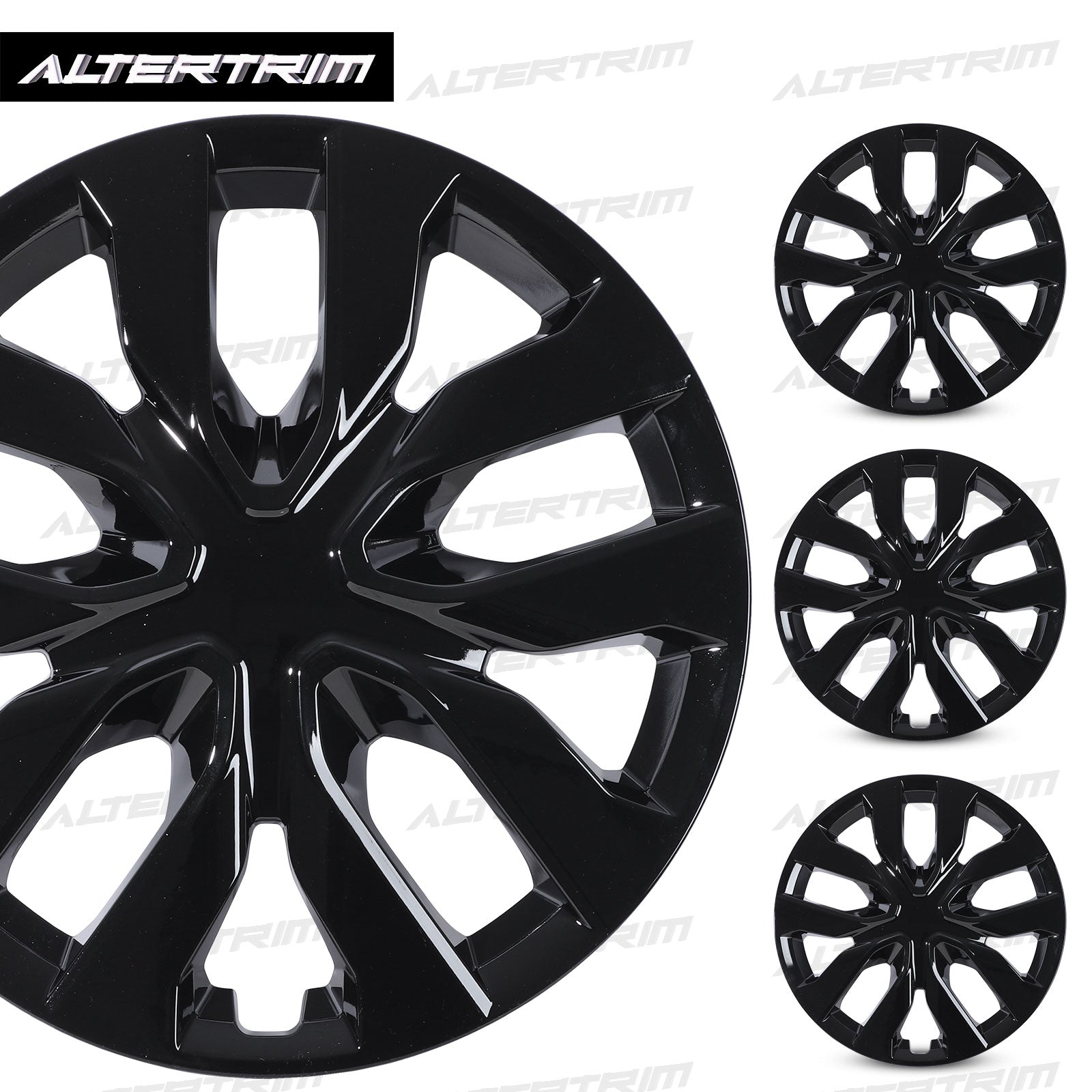 17 Inch Wheel Hubcaps for 2014-2020 Nissan Rogue - Black Lacquer