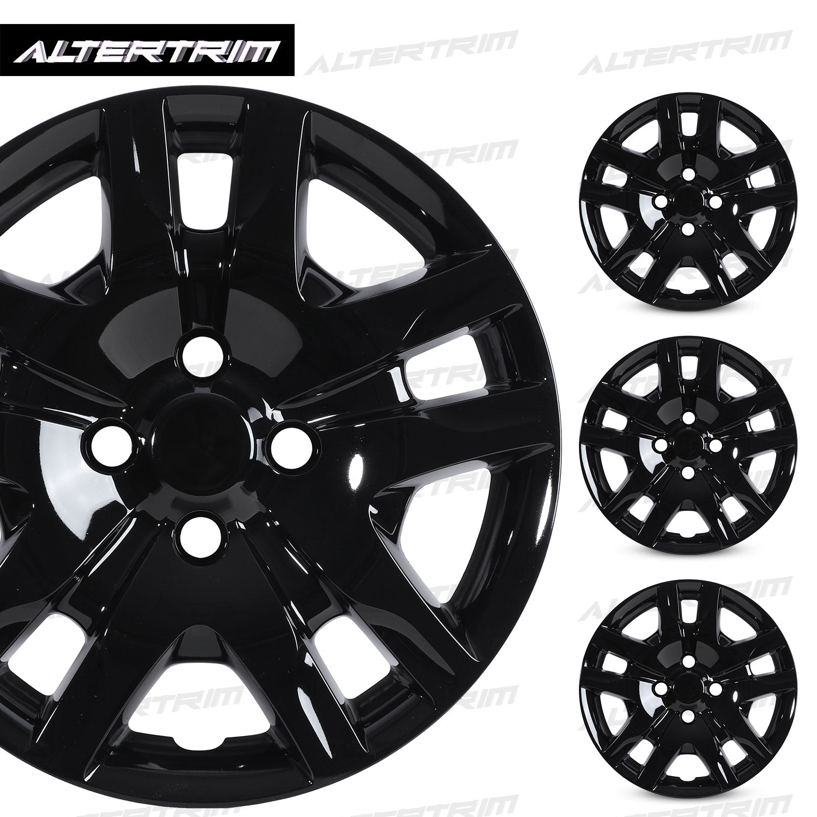 16 Inch Wheel Hubcaps for 2007-2012 Nissan Sentra - Black Lacquer