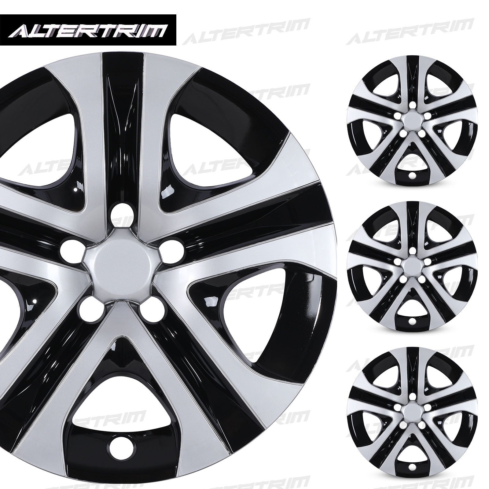 17 Inch Wheel Hubcaps for 2013-2018 TOYOTA RAV4  - Silver Lacquer & Black Lacquer