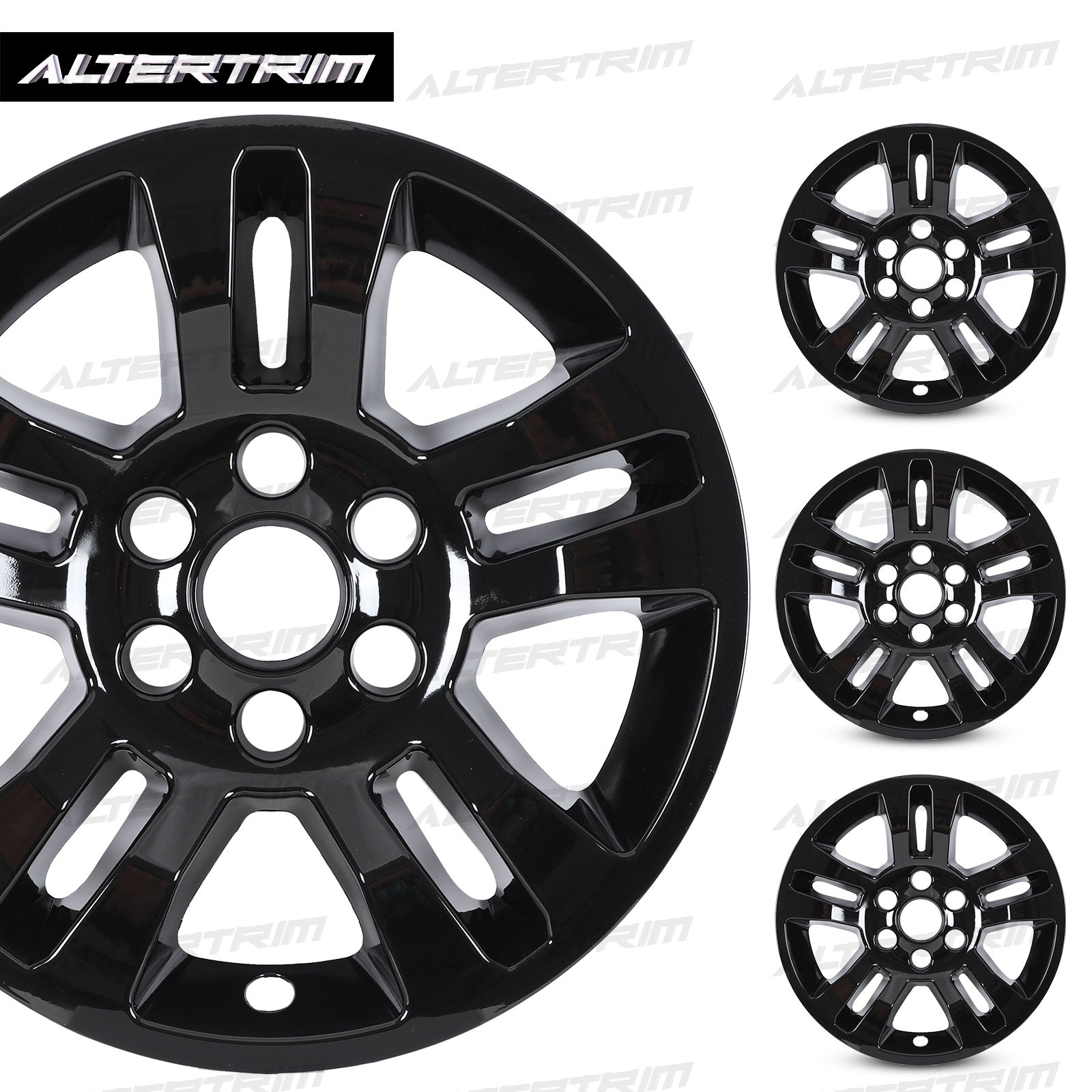 18 Inch Wheel Skins for 2014-2019 Chevy Silverado 1500/2015-2020 Chevy Suburban and Tahoe - Black Lacquer
