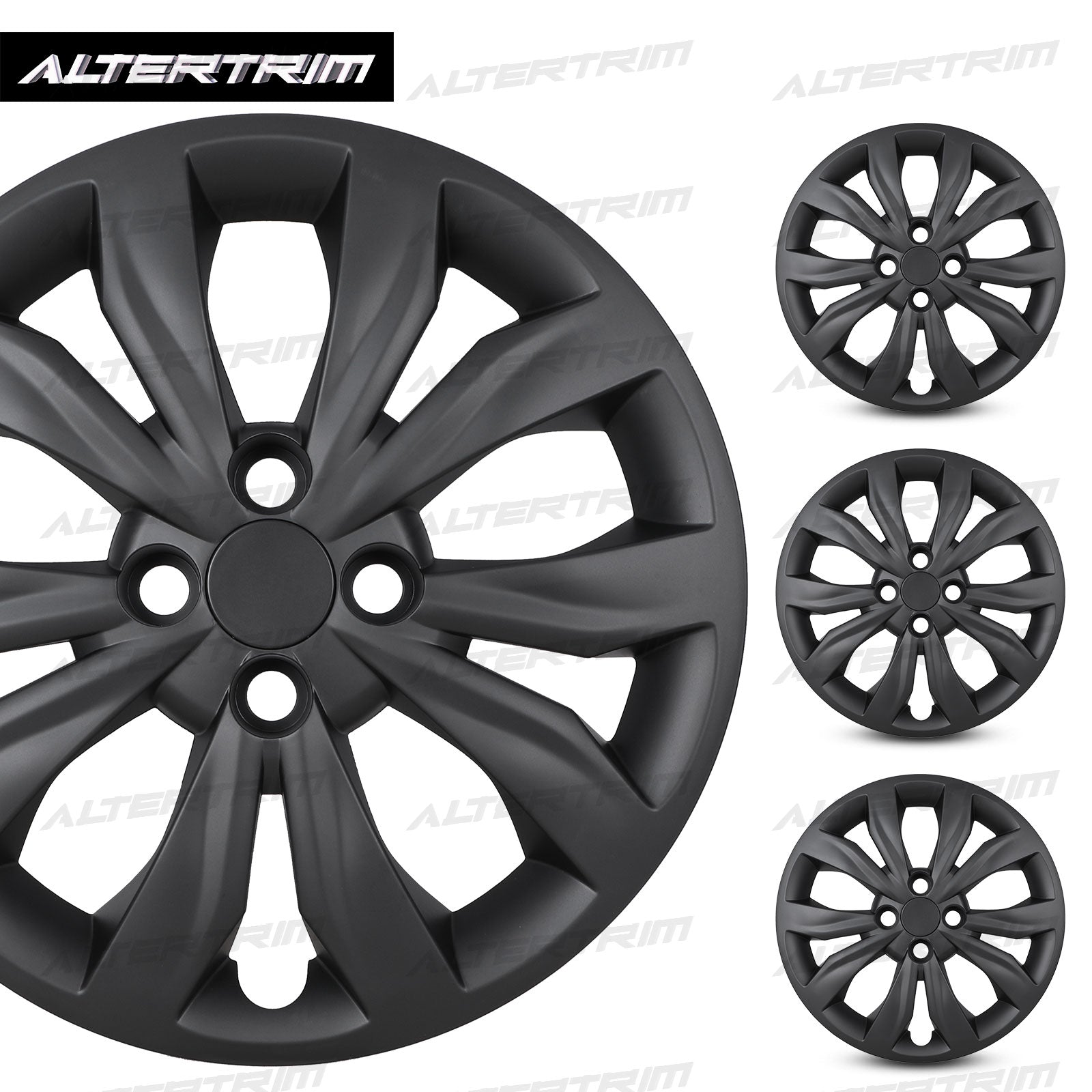 15 Inch Wheel Hubcaps for 2018-2022 Hyundai Accent/2018-2023 KIA Rio - Matte Black
