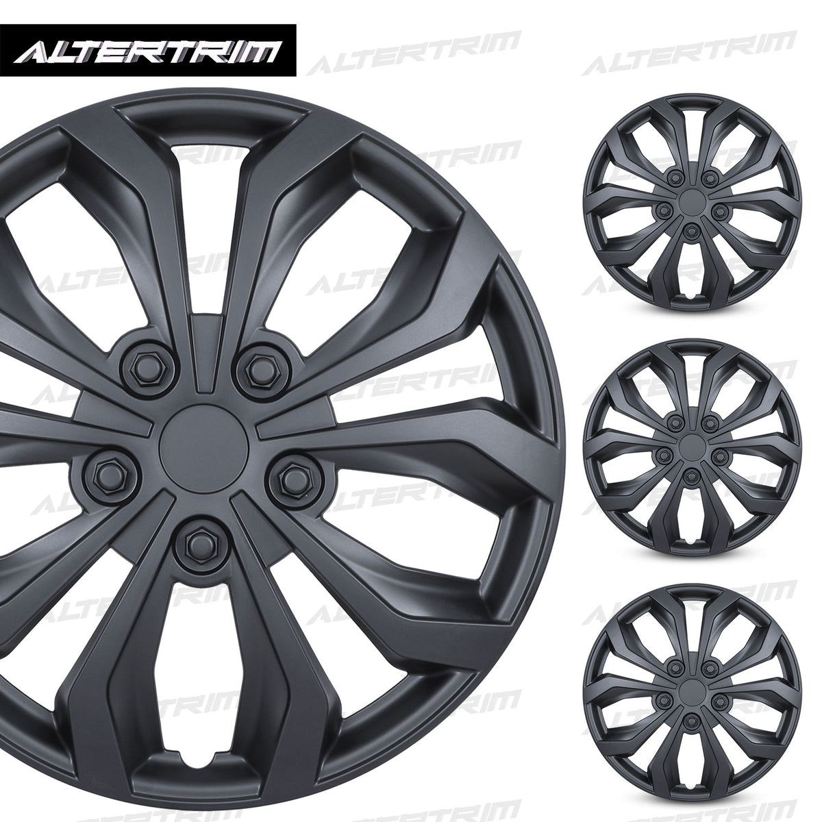 16 Inch Universal Hubcaps for Steel Wheel Rims Cover - Matte Black