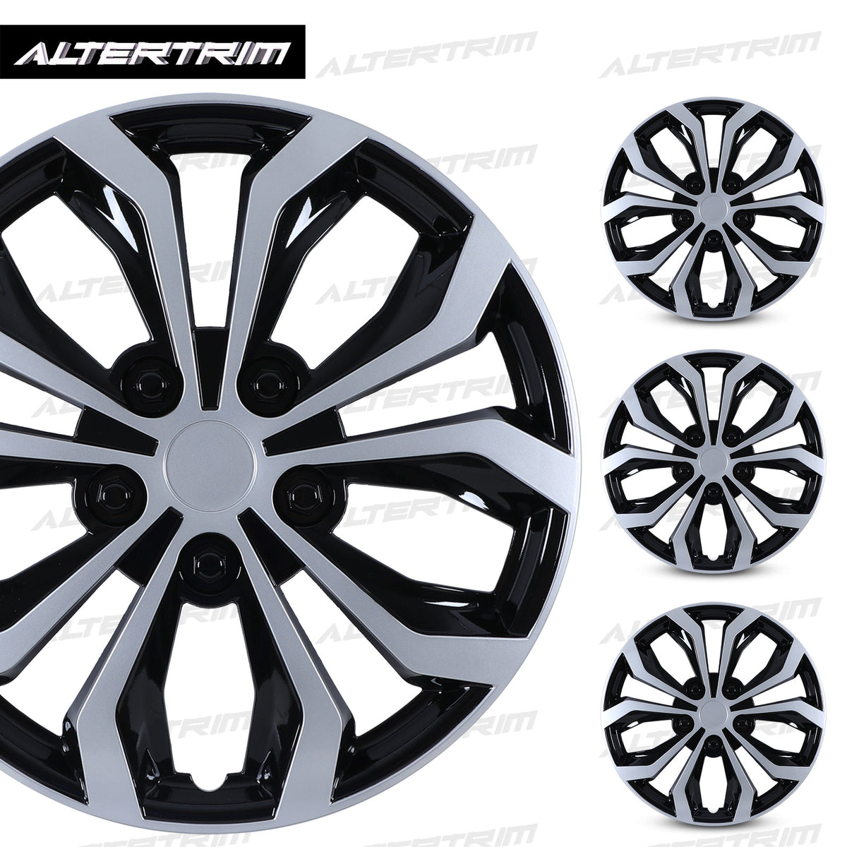 14 Inch Universal Hubcaps for Steel Wheel Rims Cover - Black Lacquer & Silver Lacquer