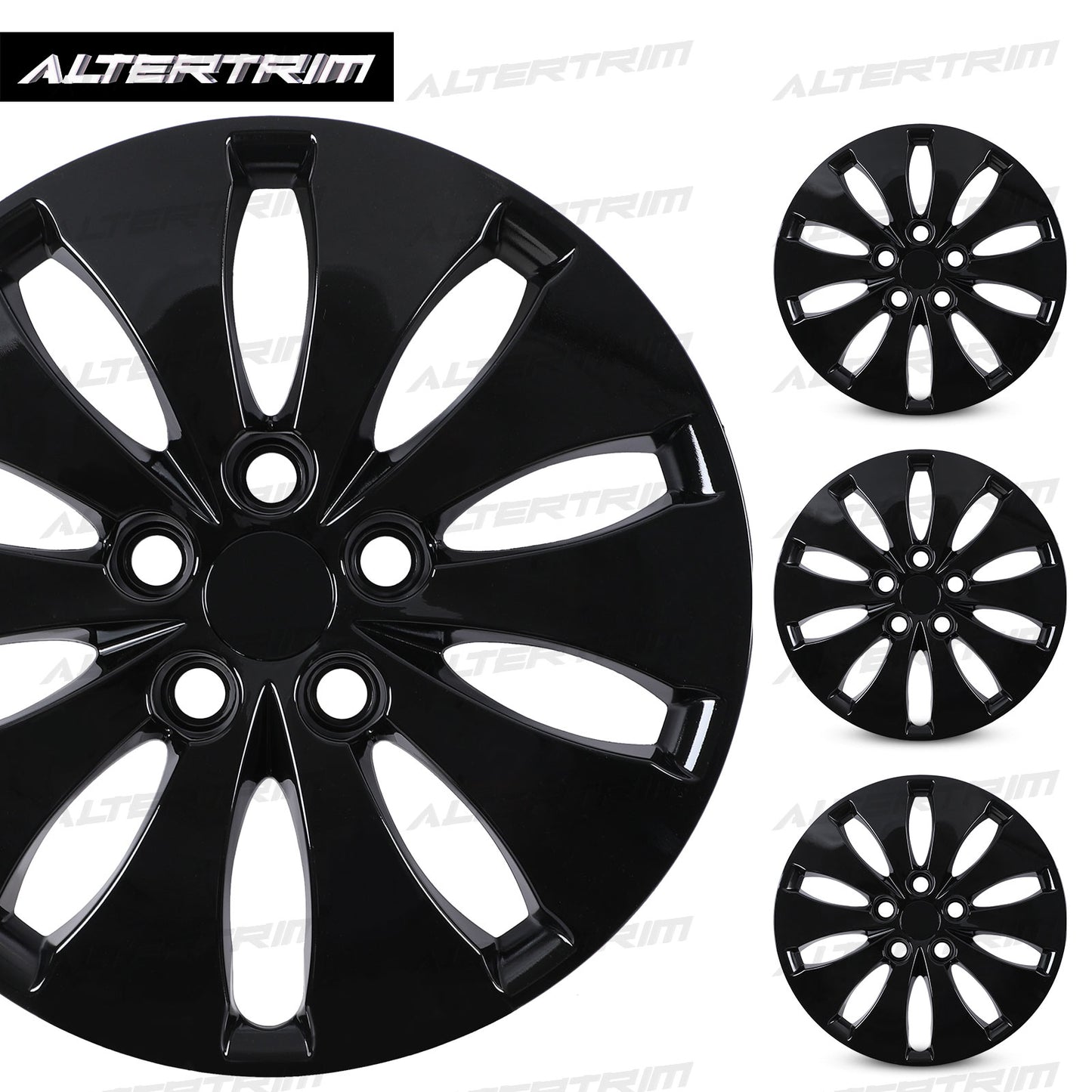 16 Inch Wheel Hubcaps for 2008-2012 Honda Accord Sedan - Black Lacquer