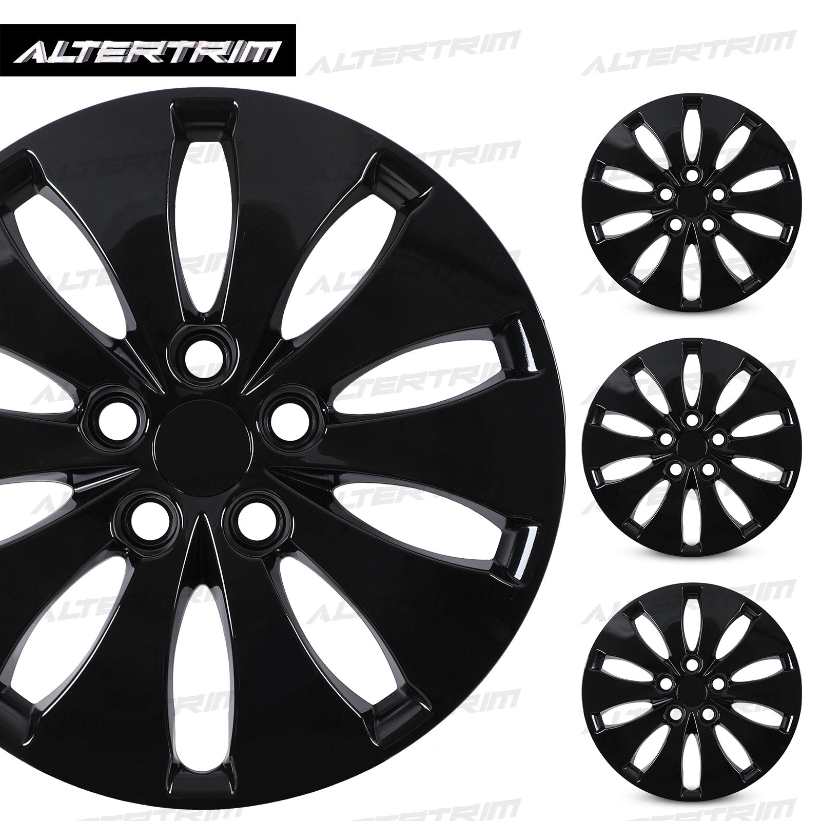 16 Inch Wheel Hubcaps for 2008-2012 Honda Accord Sedan - Black Lacquer