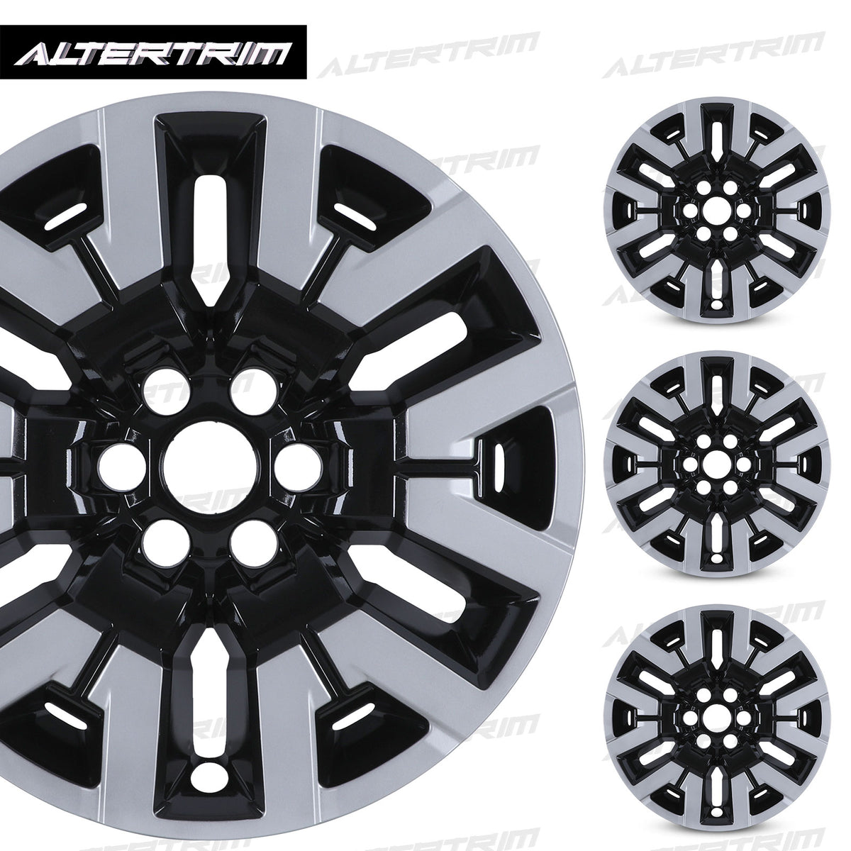 17 Inch Wheel Skins for 2022-2025 NISSAN FRONTIER SV，SL，SL model - Silver Lacquer&Black Lacquer