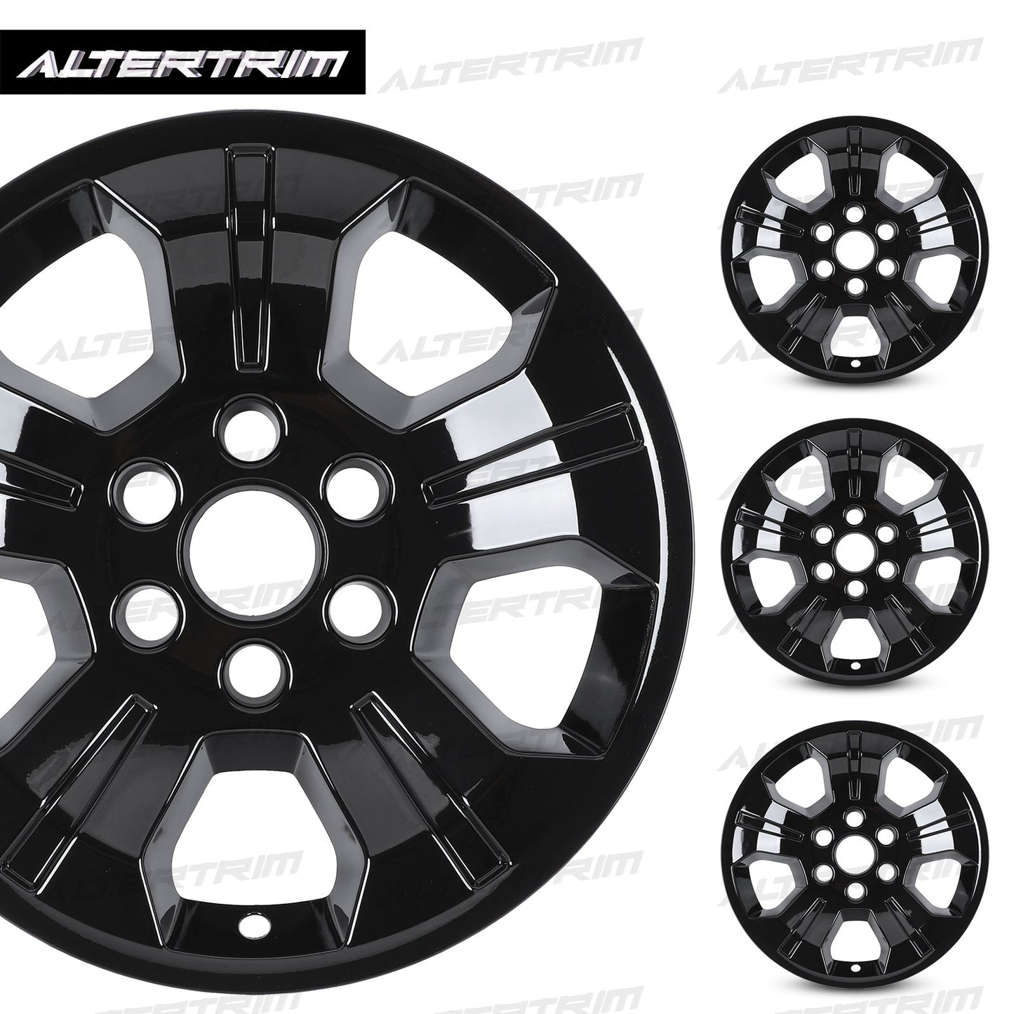 18 Inch Wheel Skins for 2014-2019 Chevy Silverado 1500 - Black Lacquer