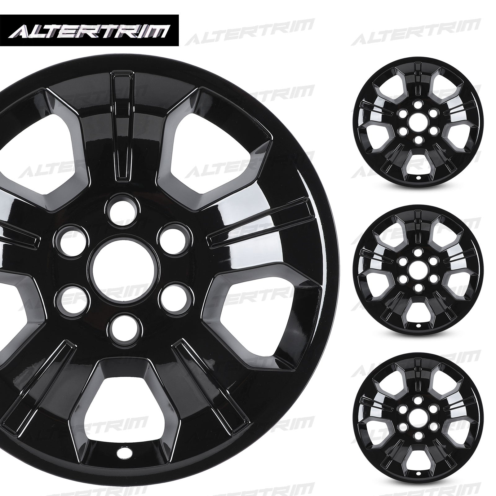 18 Inch Wheel Skins for 2014-2019 Chevy Silverado 1500 - Black Lacquer