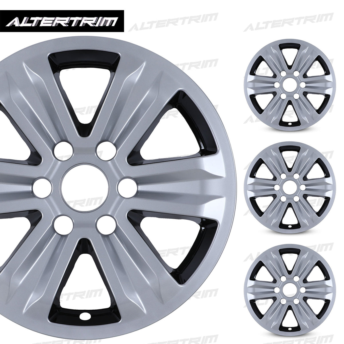 17 Inch Wheel Skins for 2015-2020 Ford F-150 - Silver Lacquer&Black Lacquer
