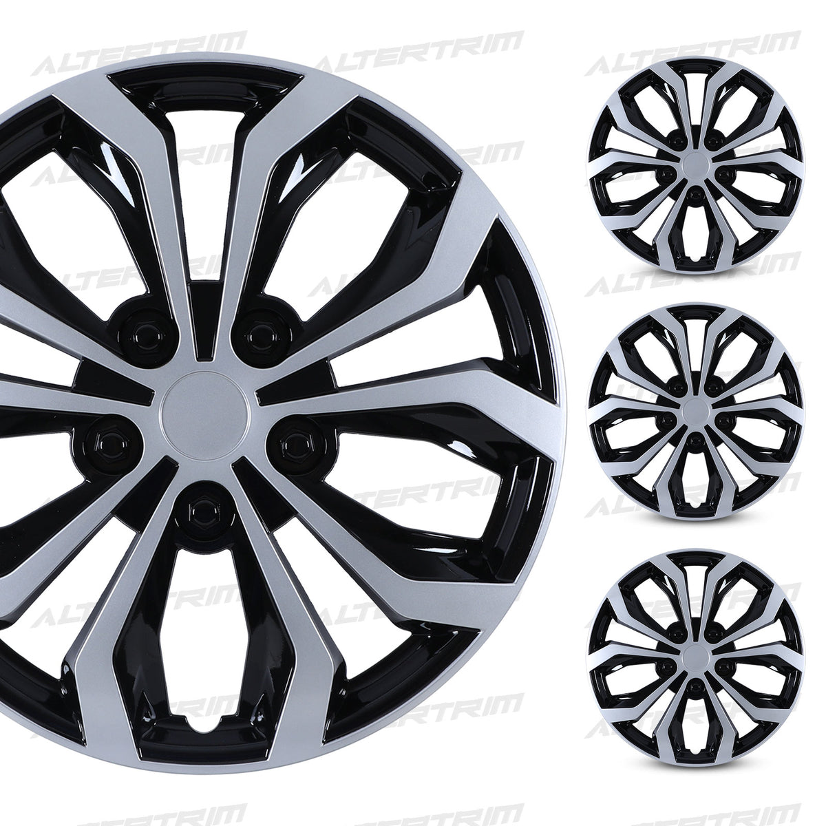 16 Inch Universal Hubcaps for Steel Wheel Rims Cover - Black Lacquer & Silver Lacquer
