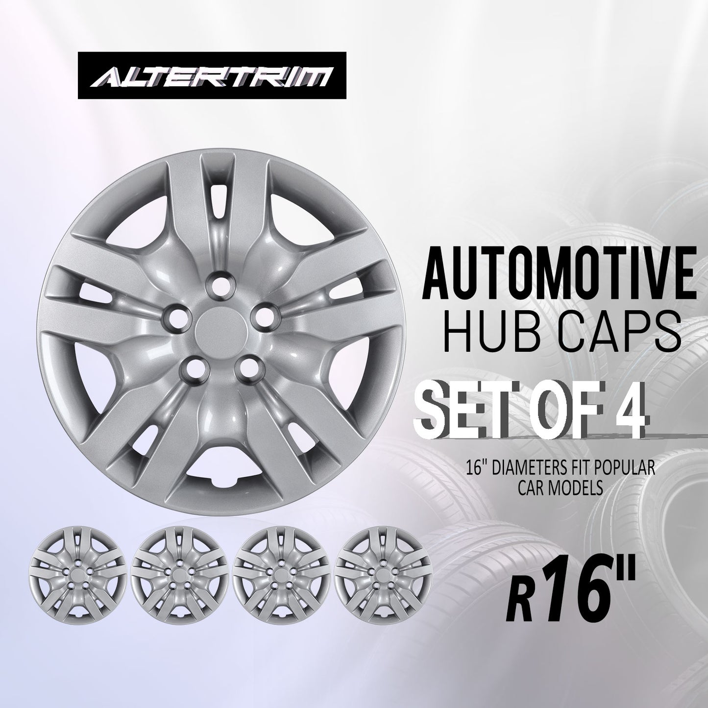 16 Inch Wheel Hubcaps for 2007-2012 Nissan Altima Sedan/2008-2009 Nissan Altima Coupe - Lacquer