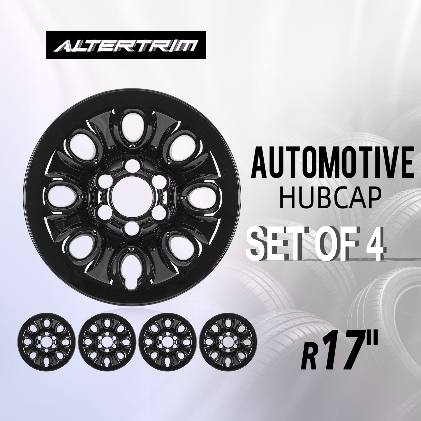 17 Inch Wheel Skins for 05-13 Chevy Silverado GMC Sierra 1500 - Black Lacquer