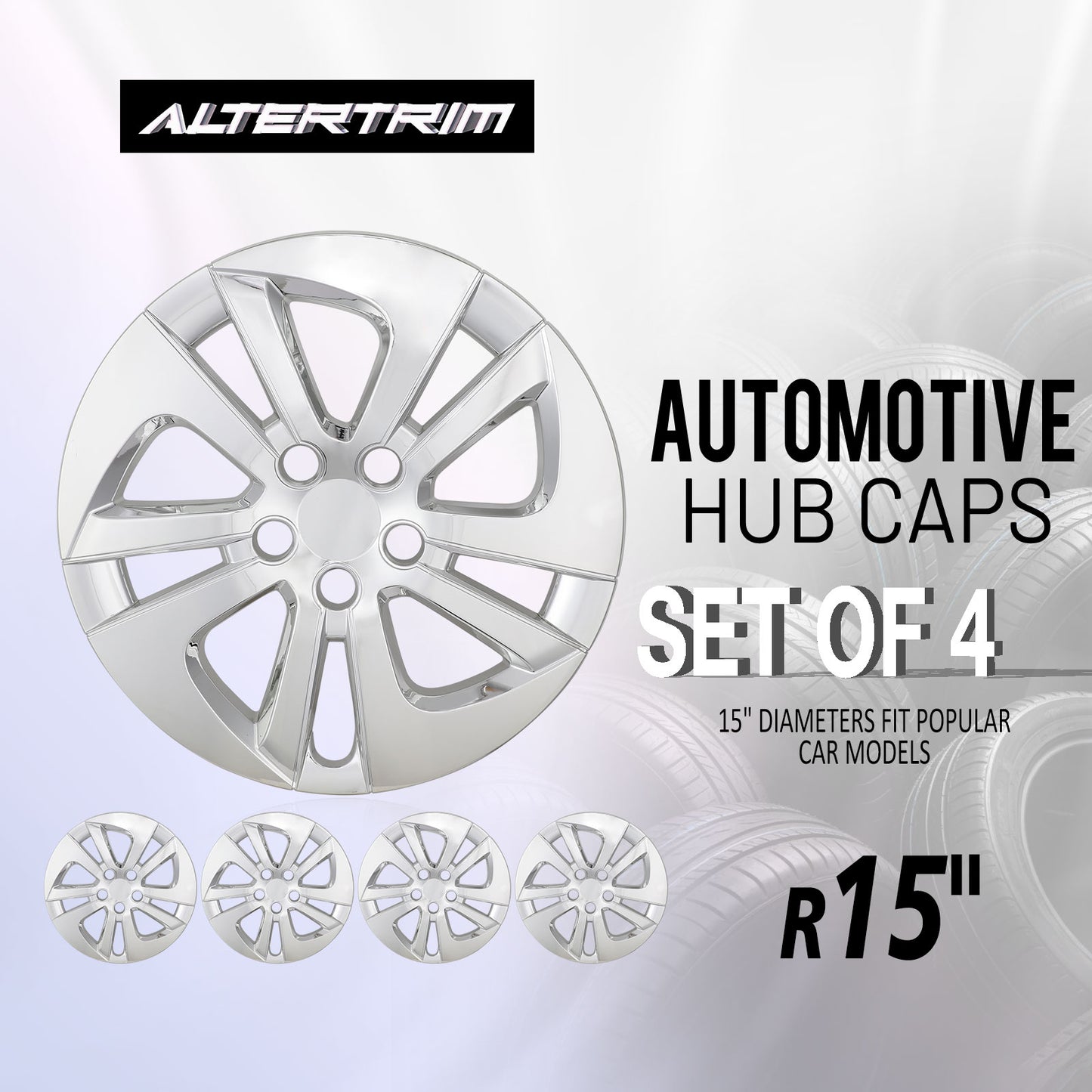 15 Inch Wheel Hubcaps for 2016-2022 TOYOTA Prius/ 2020-2024 TOYOTA Corolla - Chrome