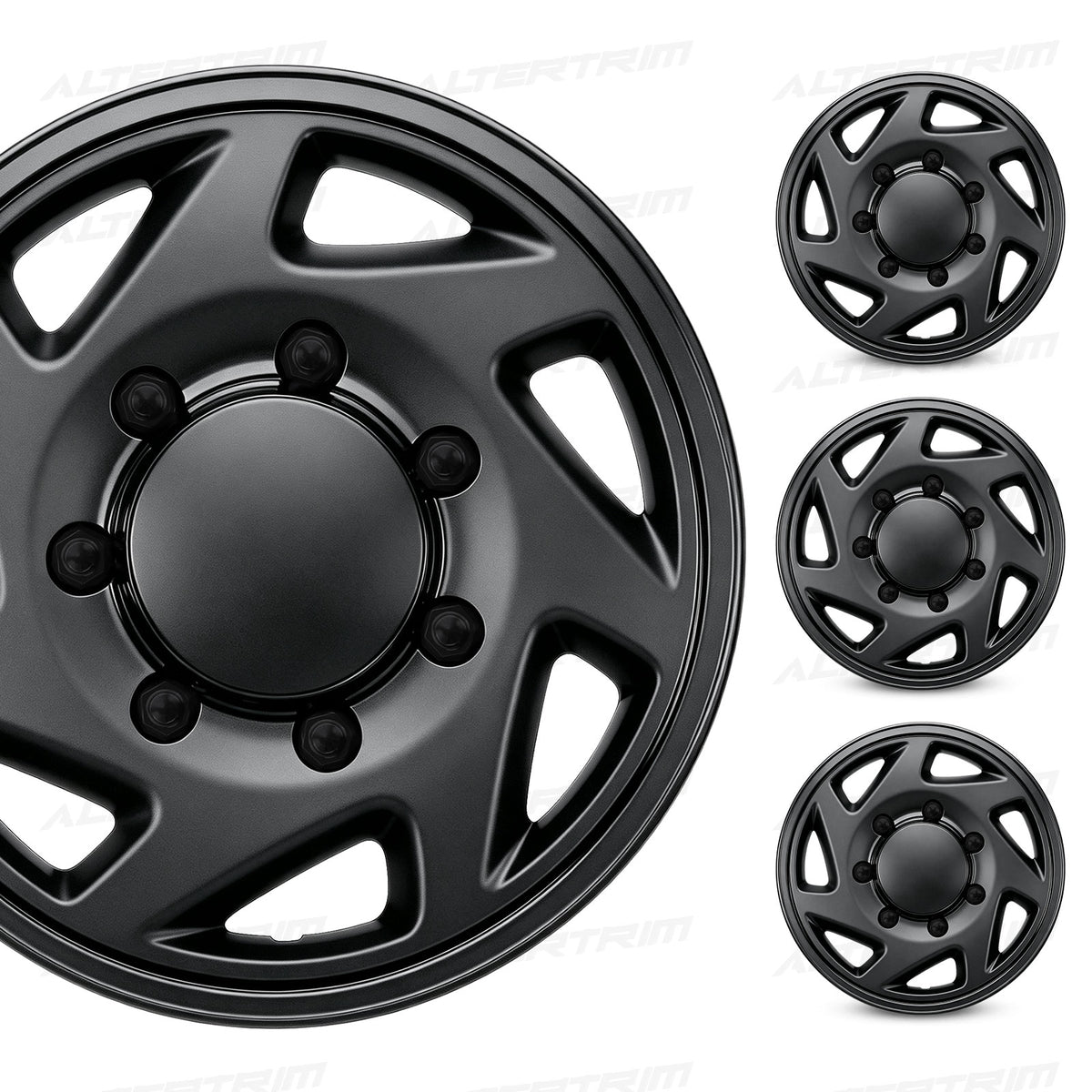 16 Inch Wheel Skins for 1992-2014 Ford E Series Van - Matte Black