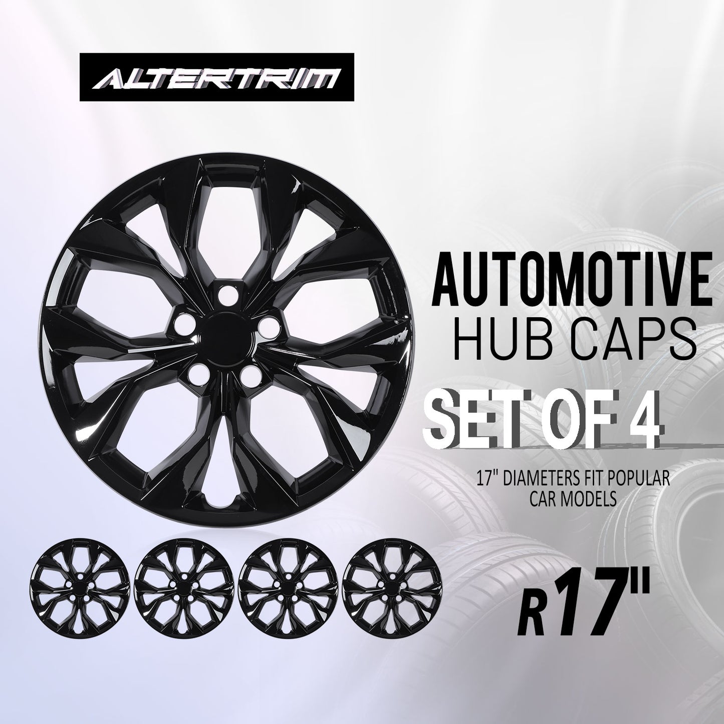 17 Inch Wheel Hubcaps for 2023-2026 Honda CR-V LX  - Black Lacquer