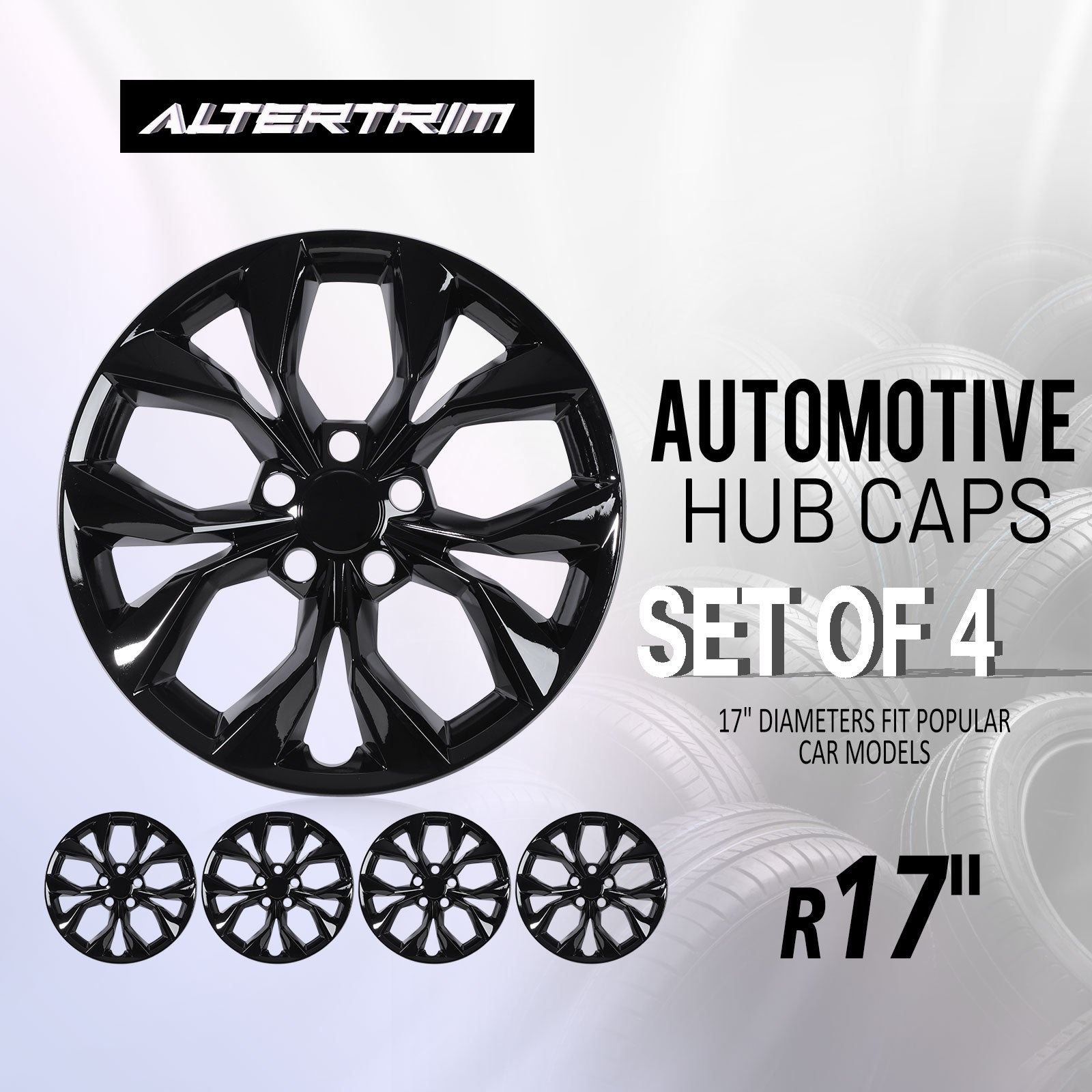 17 Inch Wheel Hubcaps for 2023-2026 Honda CR-V LX  - Black Lacquer
