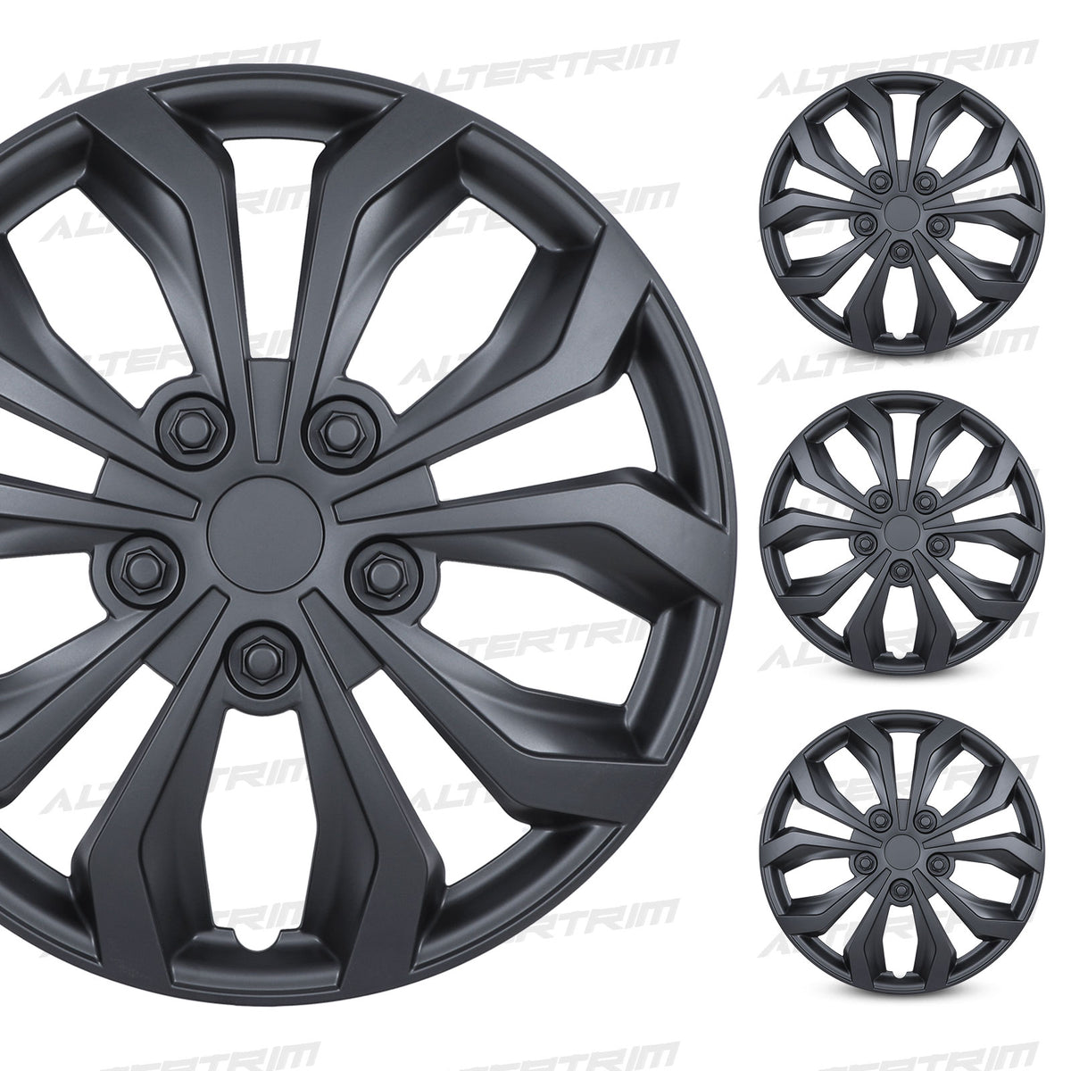 15 Inch Universal Hubcaps for Steel Wheel Rims Cover - Matte Black