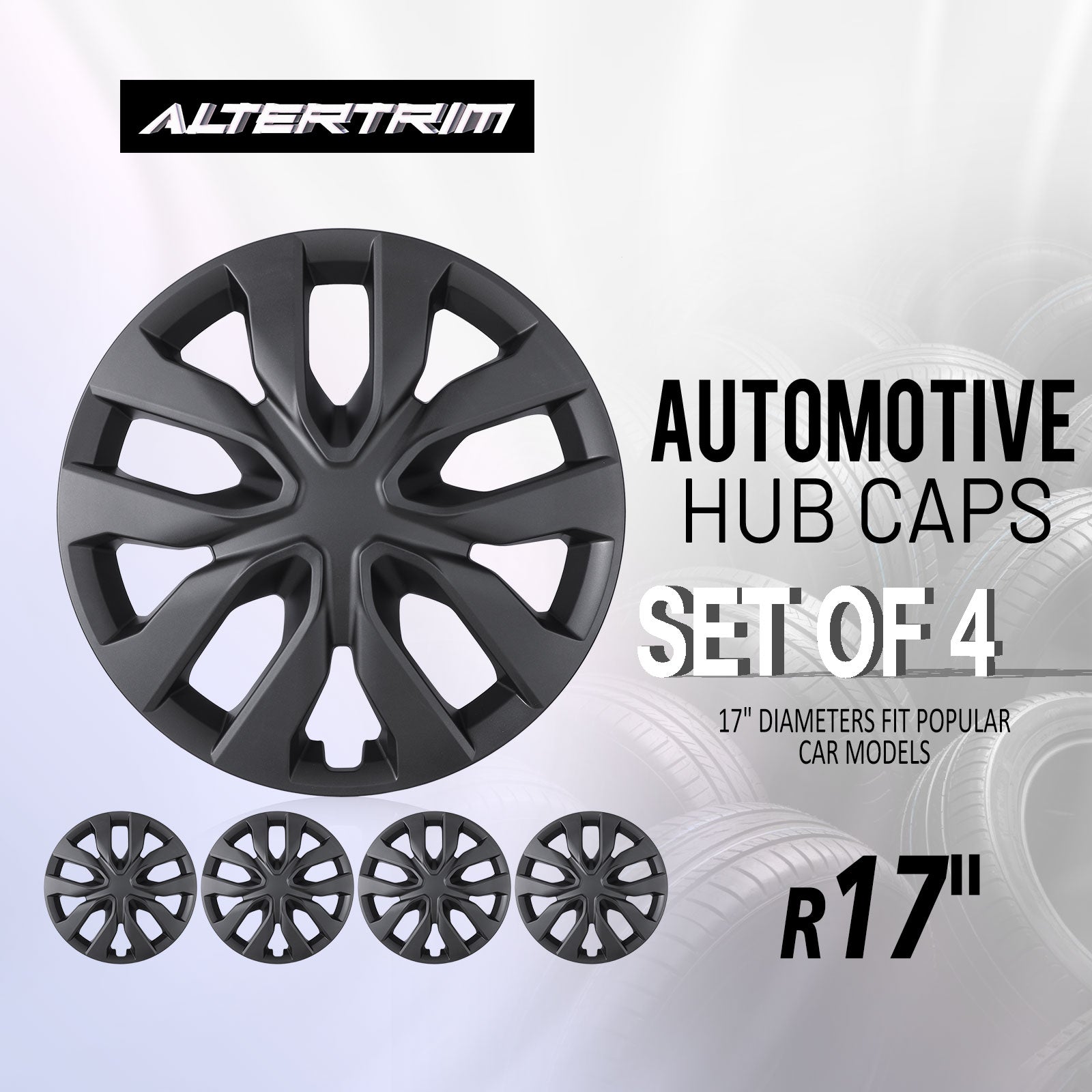 17 Inch Wheel Hubcaps for 2014-2020 Nissan Rogue - Matte Black