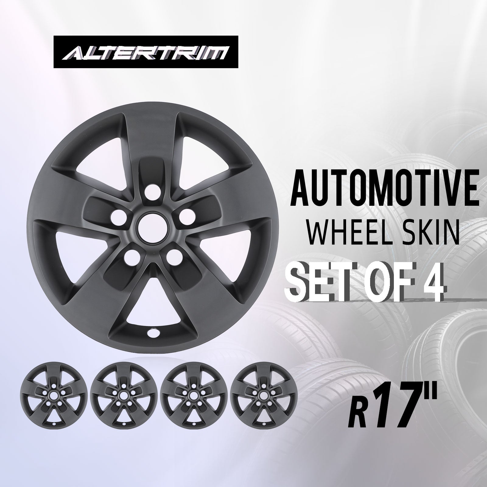 17 Inch Wheel Skins for 2013-2018 Dodge Ram 1500 & 2019-2023 Ram 1500 Classic - Matte Black