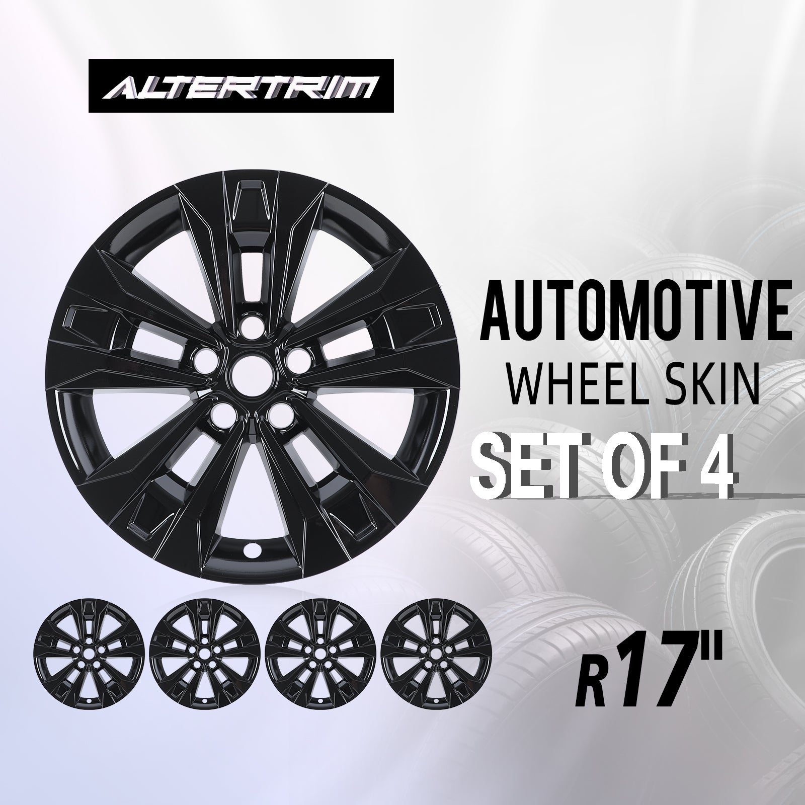 17 Inch Wheel Skins for 2025-2026 Chevrolet Equinox LT - Black Lacquer