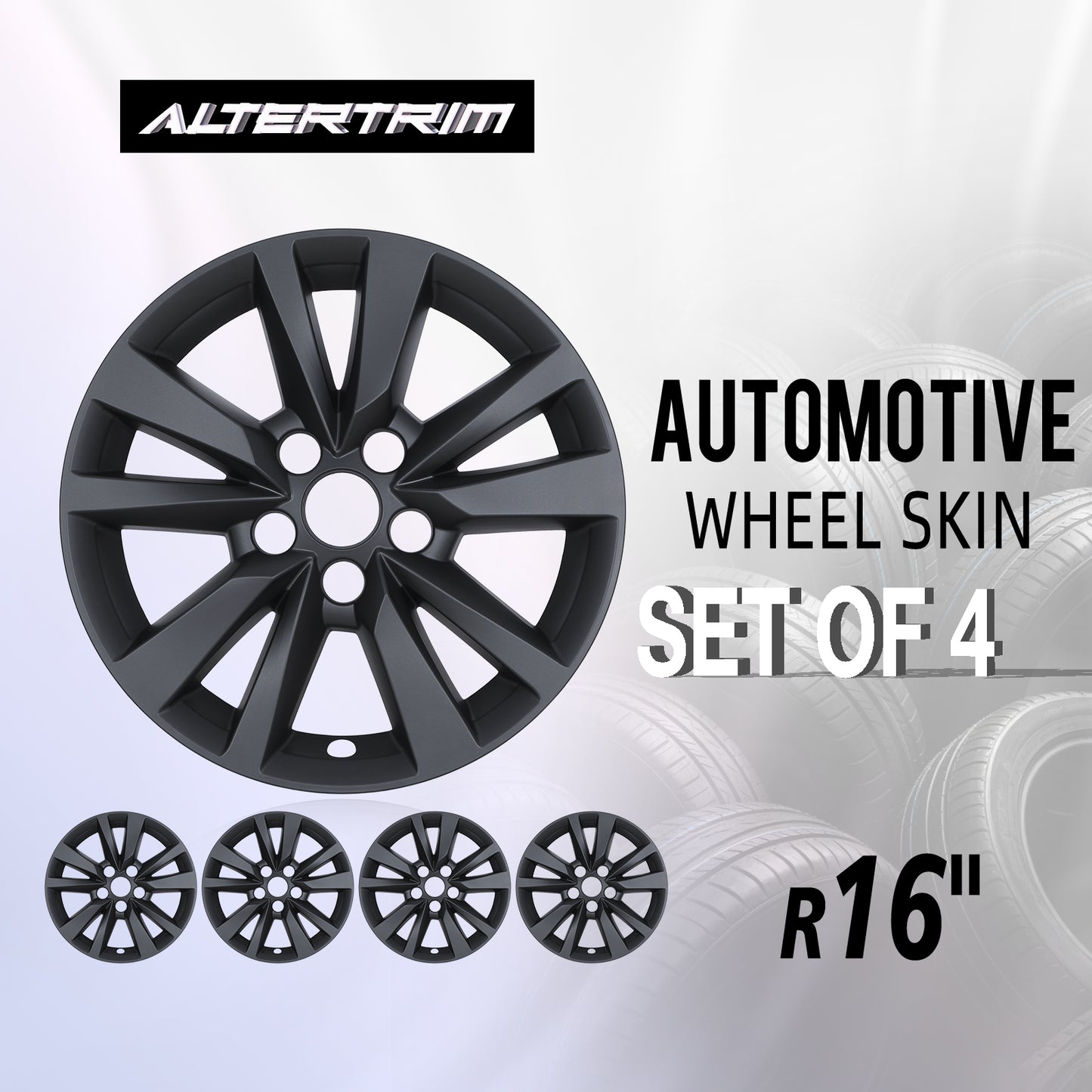 16 Inch Wheel Skins for 2025-2026 Toyota Camry Hybrid LE model - Matte Black