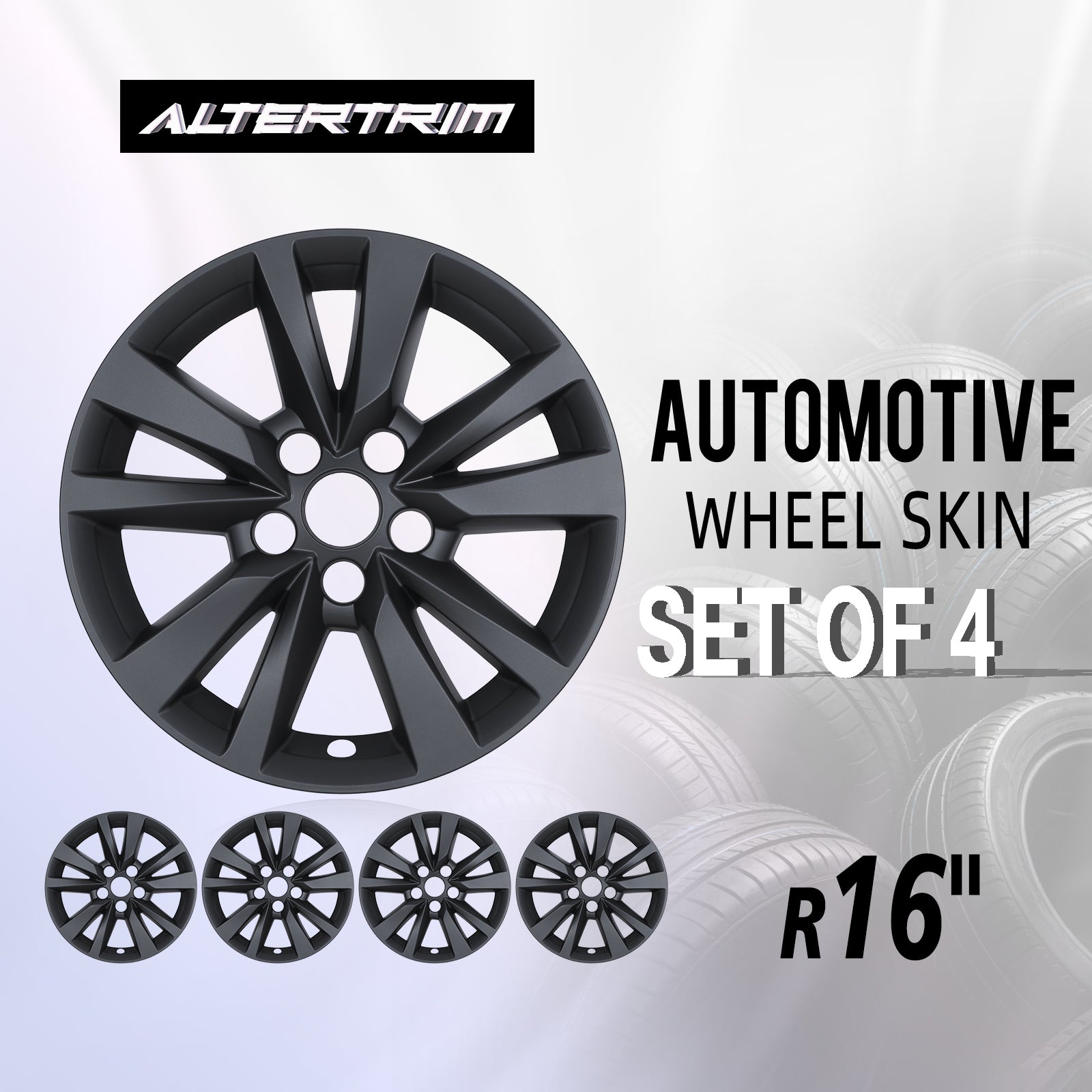 16 Inch Wheel Skins for 2025-2026 Toyota Camry Hybrid LE model - Matte Black