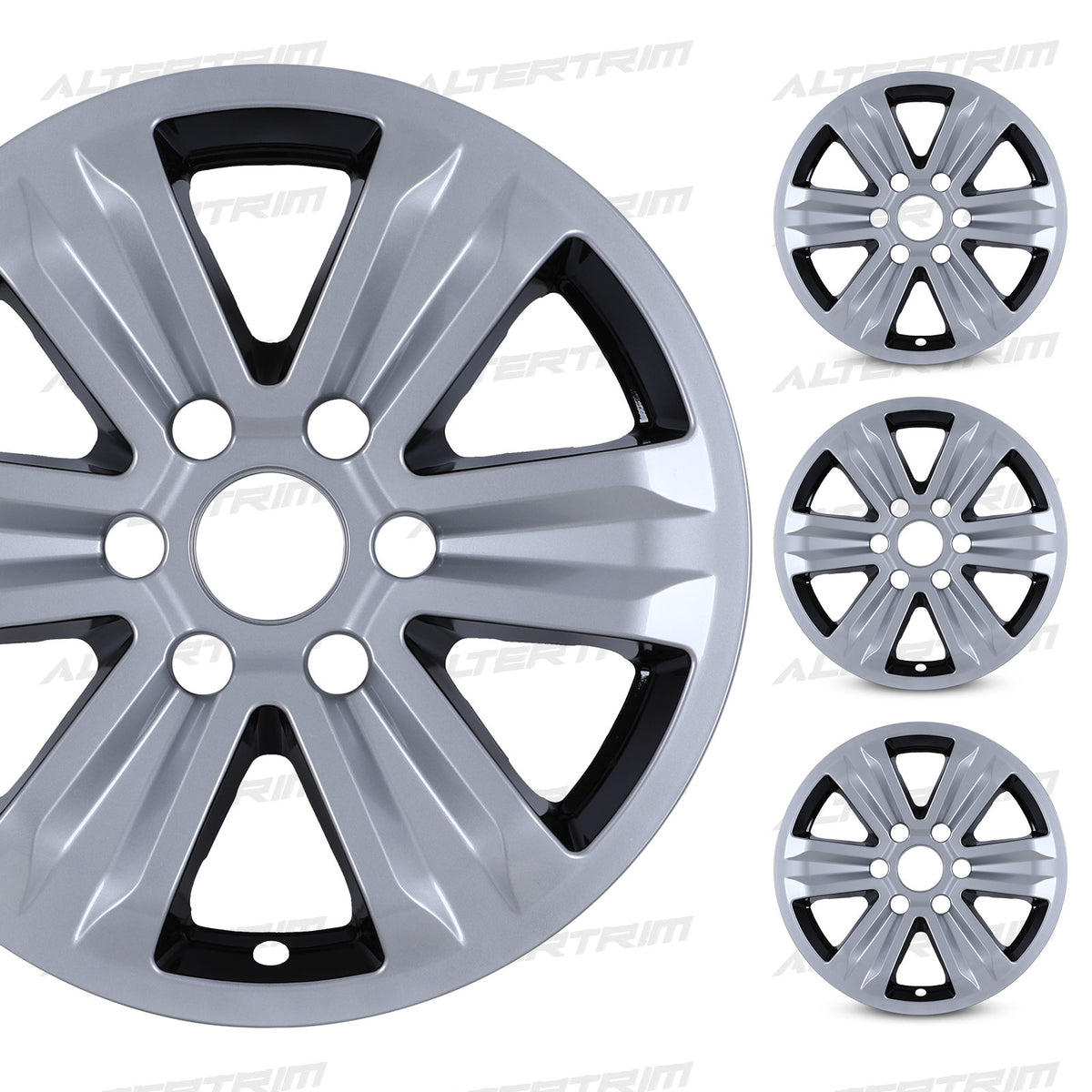 17 Inch Wheel Skins for 2015-2020 Ford F-150 - Silver Lacquer&Black Lacquer