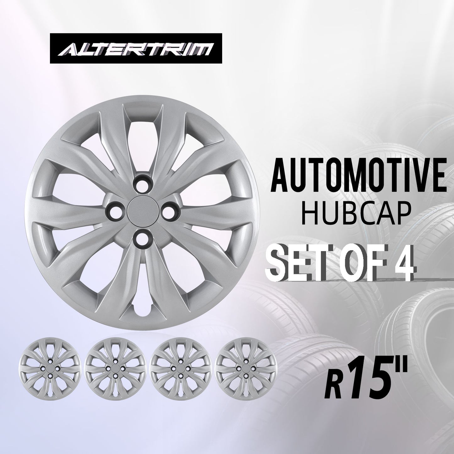 15 Inch Wheel Hubcaps for 2018-2022 Hyundai Accent/2018-2023 KIA Rio - Lacquer
