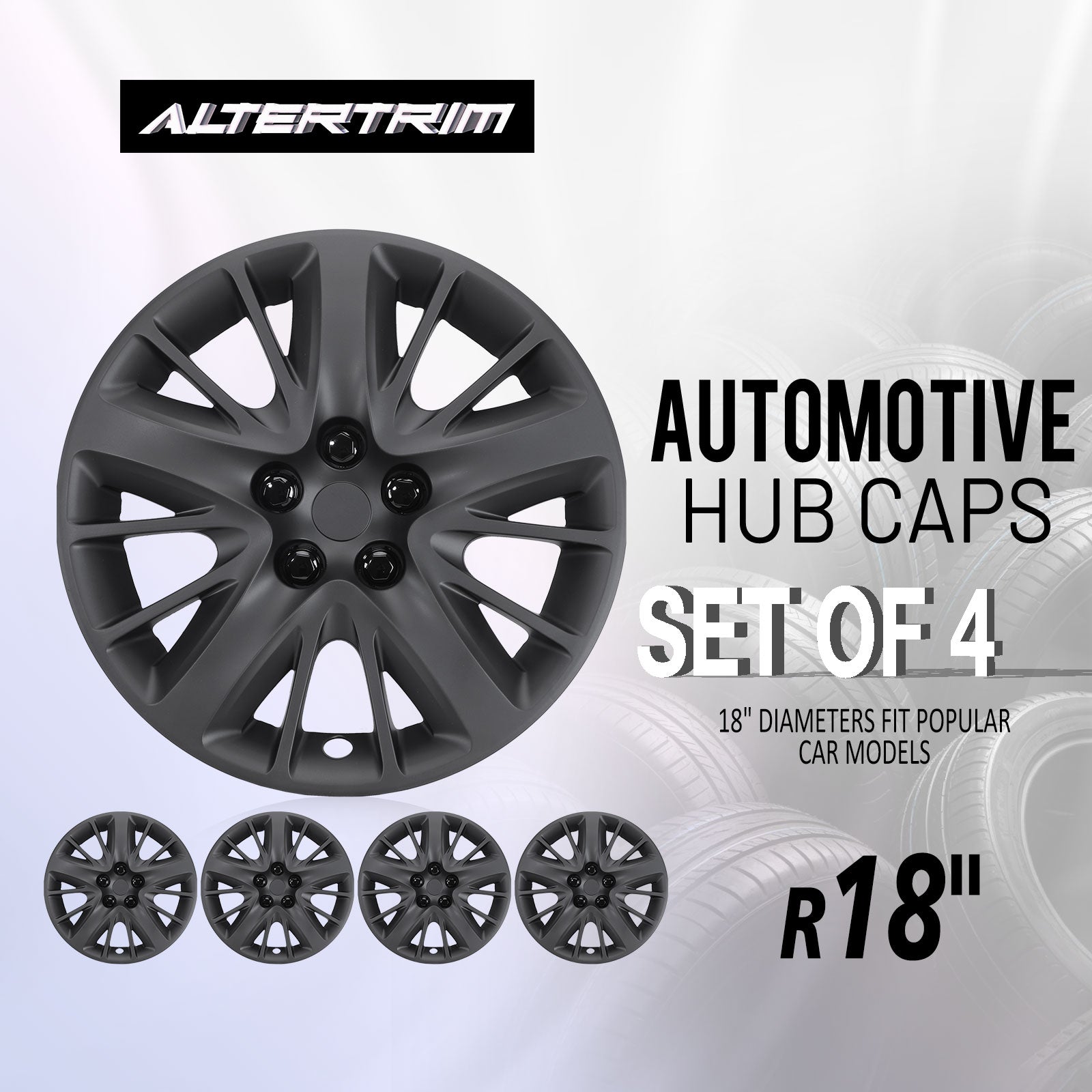 18 Inch Wheel Hubcaps for 2014-2020 Chevy Impala - Matte Black