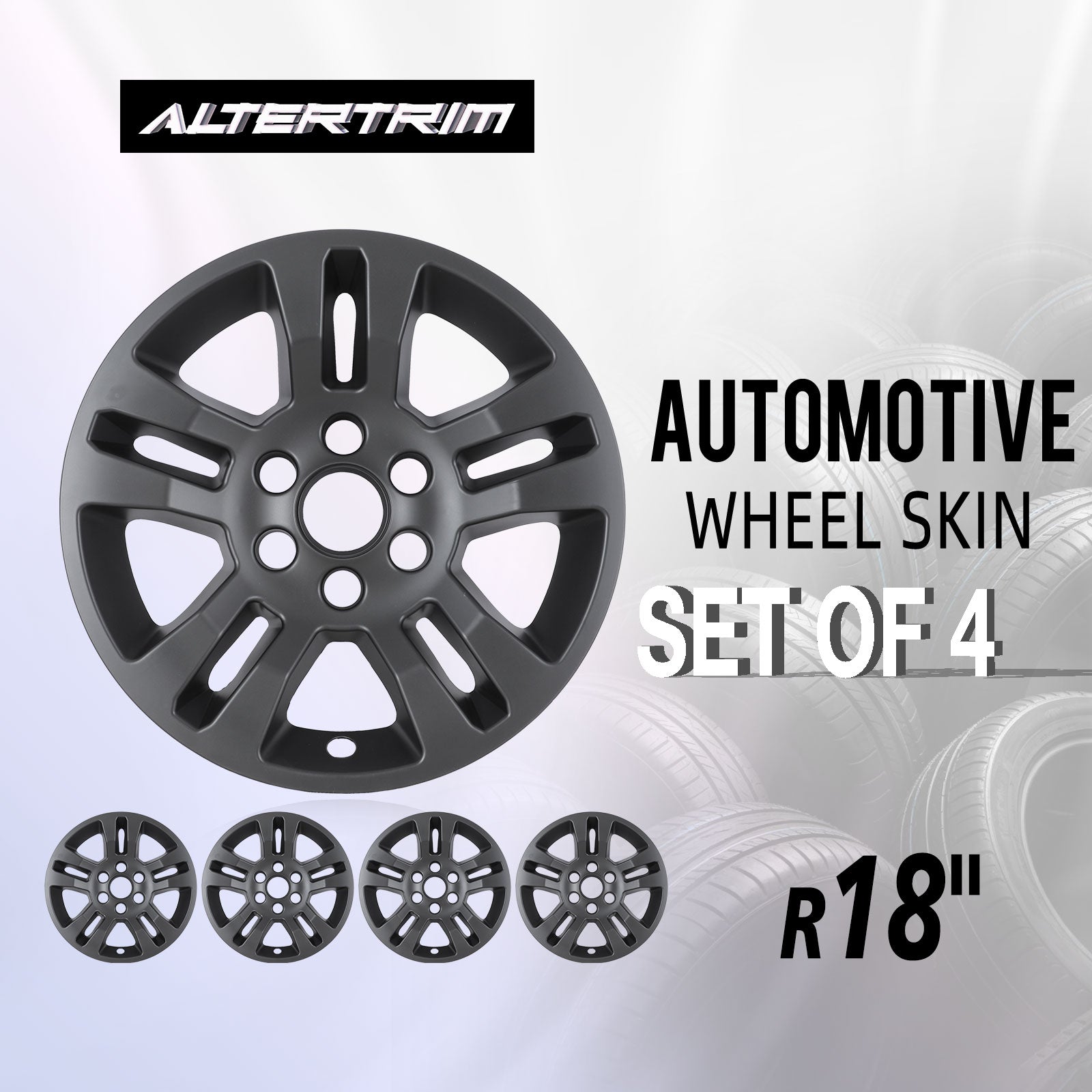 18 Inch Wheel Skins for 2014-2019 Chevy Silverado 1500/2015-2020 Chevy Suburban and Tahoe - Matte Black