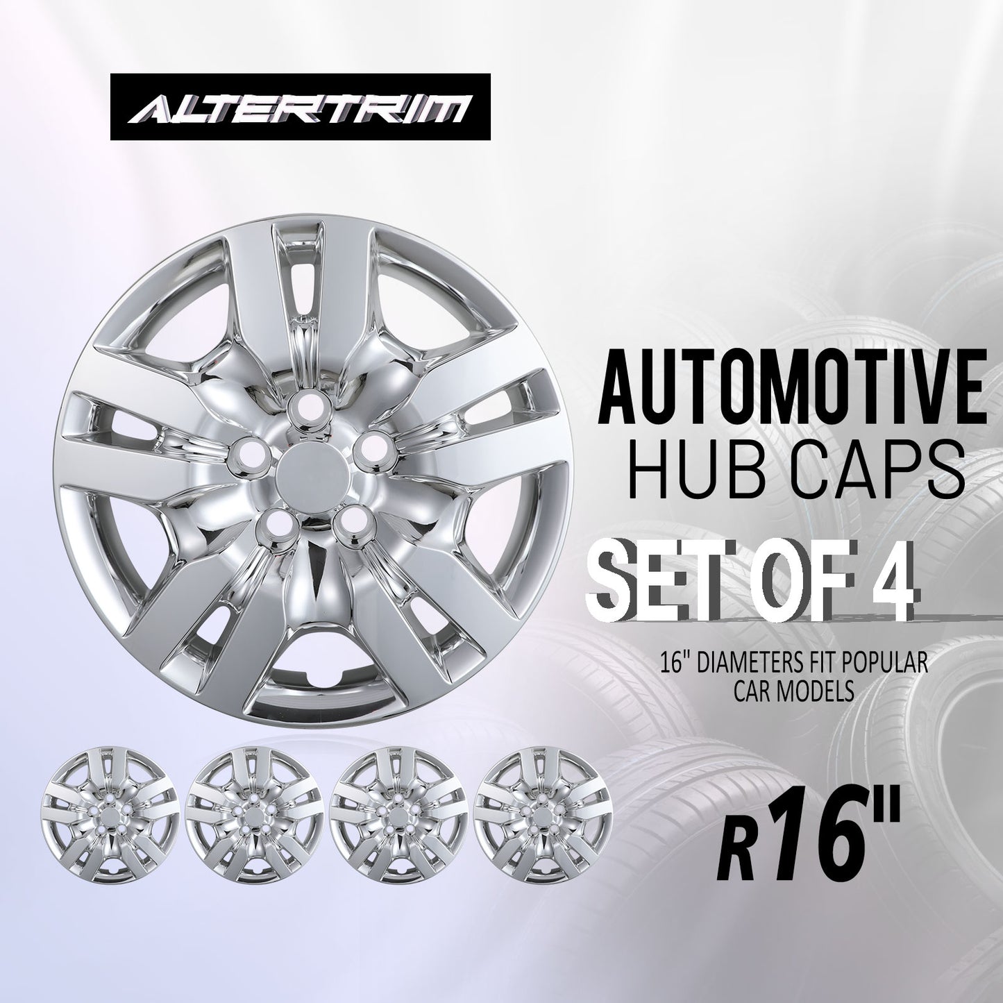 16 Inch Wheel Hubcaps for 2007-2012 Nissan Altima Sedan/2008-2009 Nissan Altima Coupe - Chrome
